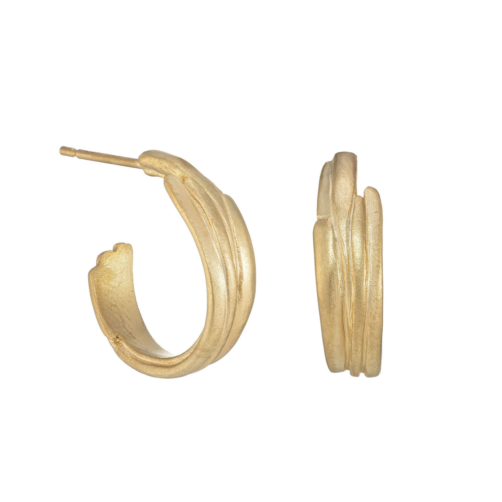 Drift Hoops 18ct Gold Plated by Mirri Damer Contemporary Fine Jewellery Design
