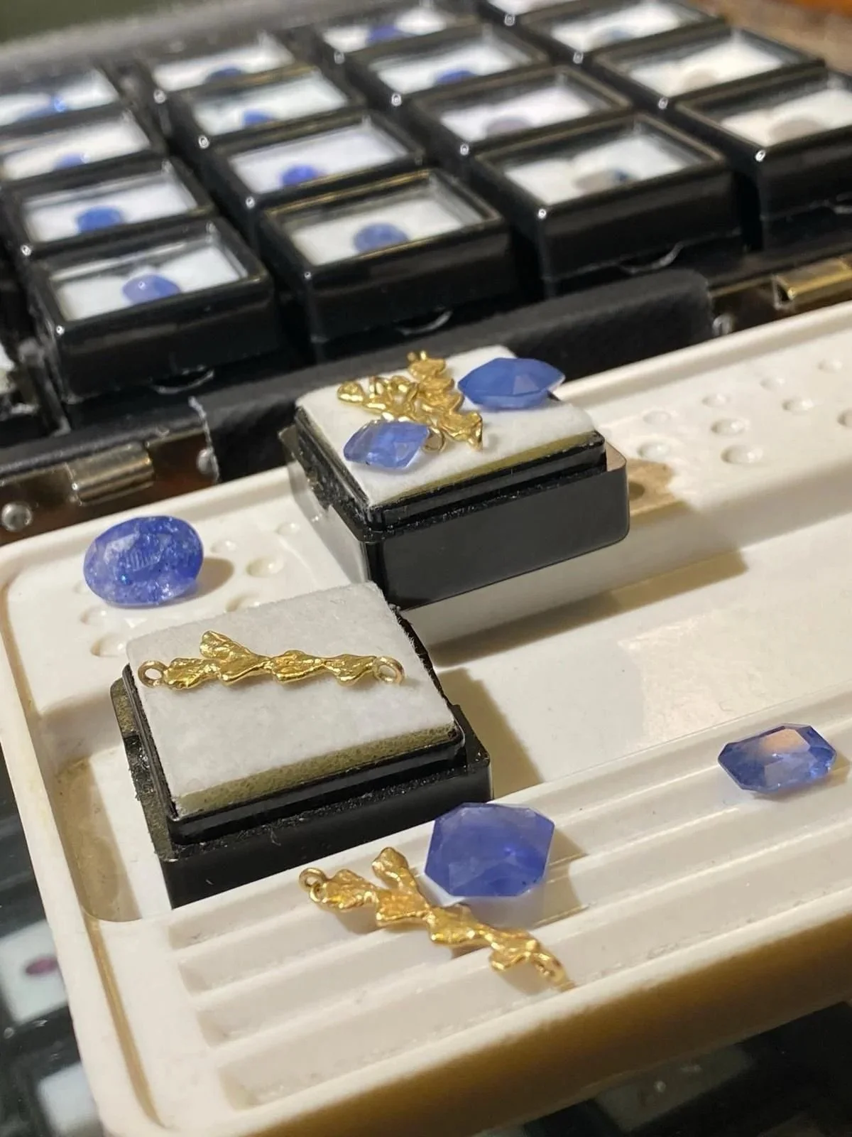 Earlier this year, Charlie and I returned from our annual gem-sourcing trip to Sri Lanka.

The studio is now filled with soft blue Sri Lankan sapphires. They have a unique, calming colour with natural inclusions. Stones with real presence and charact