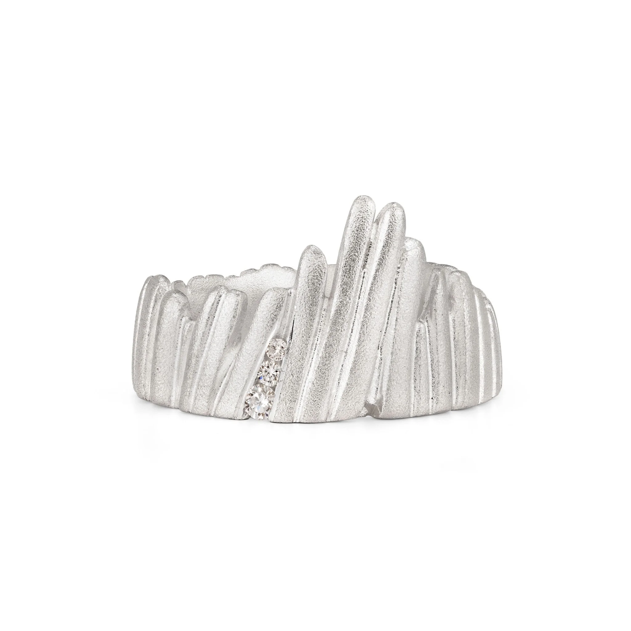 Half Drift Ring | Sterling Silver | 3 Diamonds
