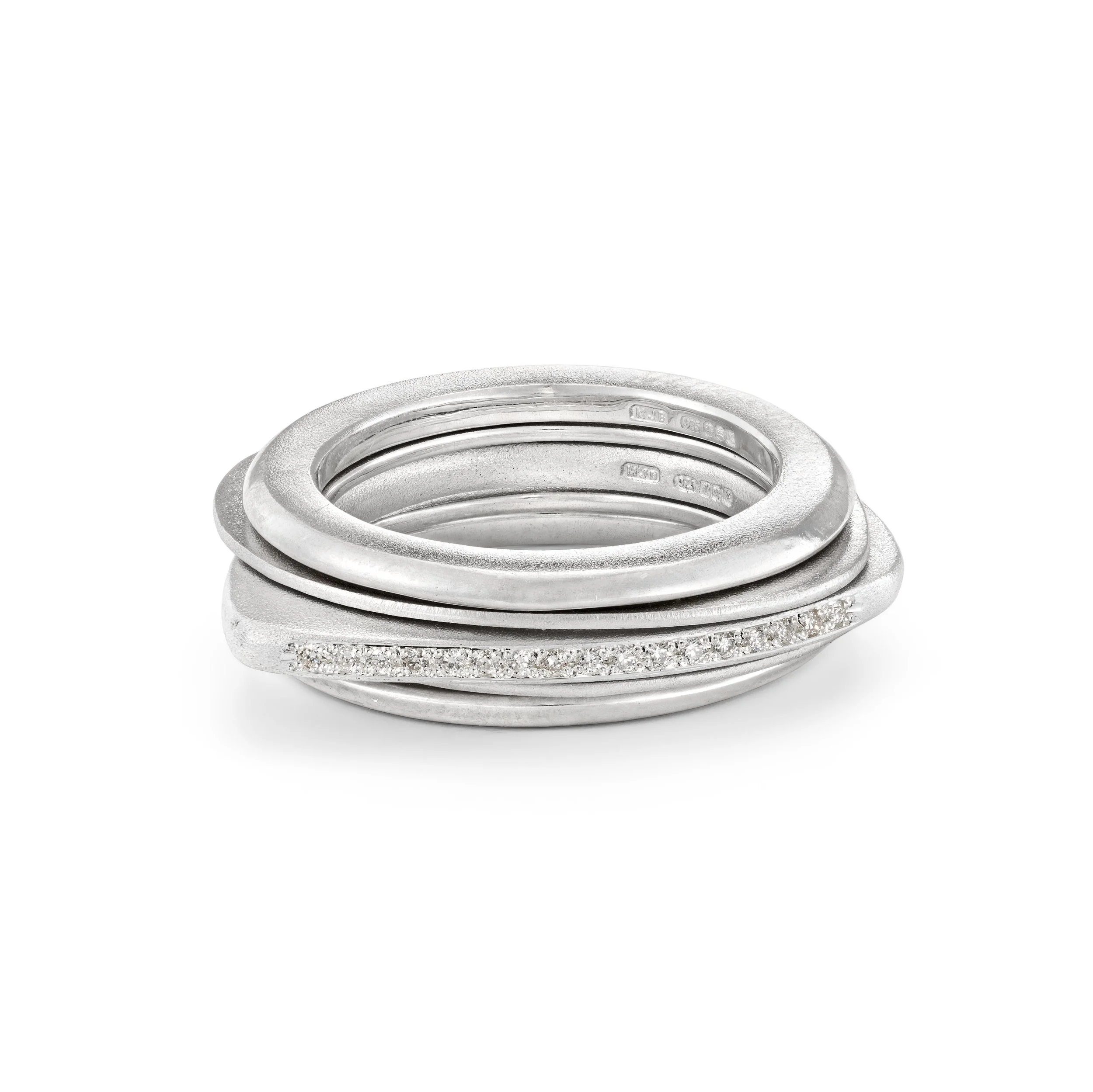 5 Pebble Ring with 24 Diamonds | Silver | Size M1/2