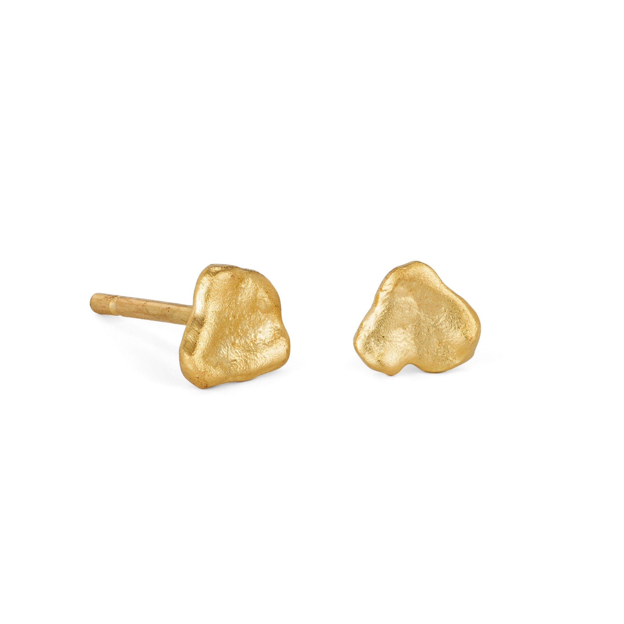 Small textured Coral stud earrings handmade in 9ct yellow gold