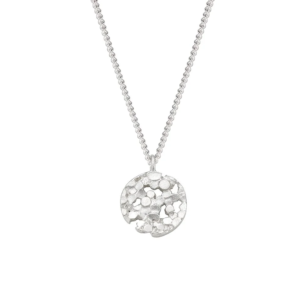 Small Disco Pendant Necklace | Sterling Silver