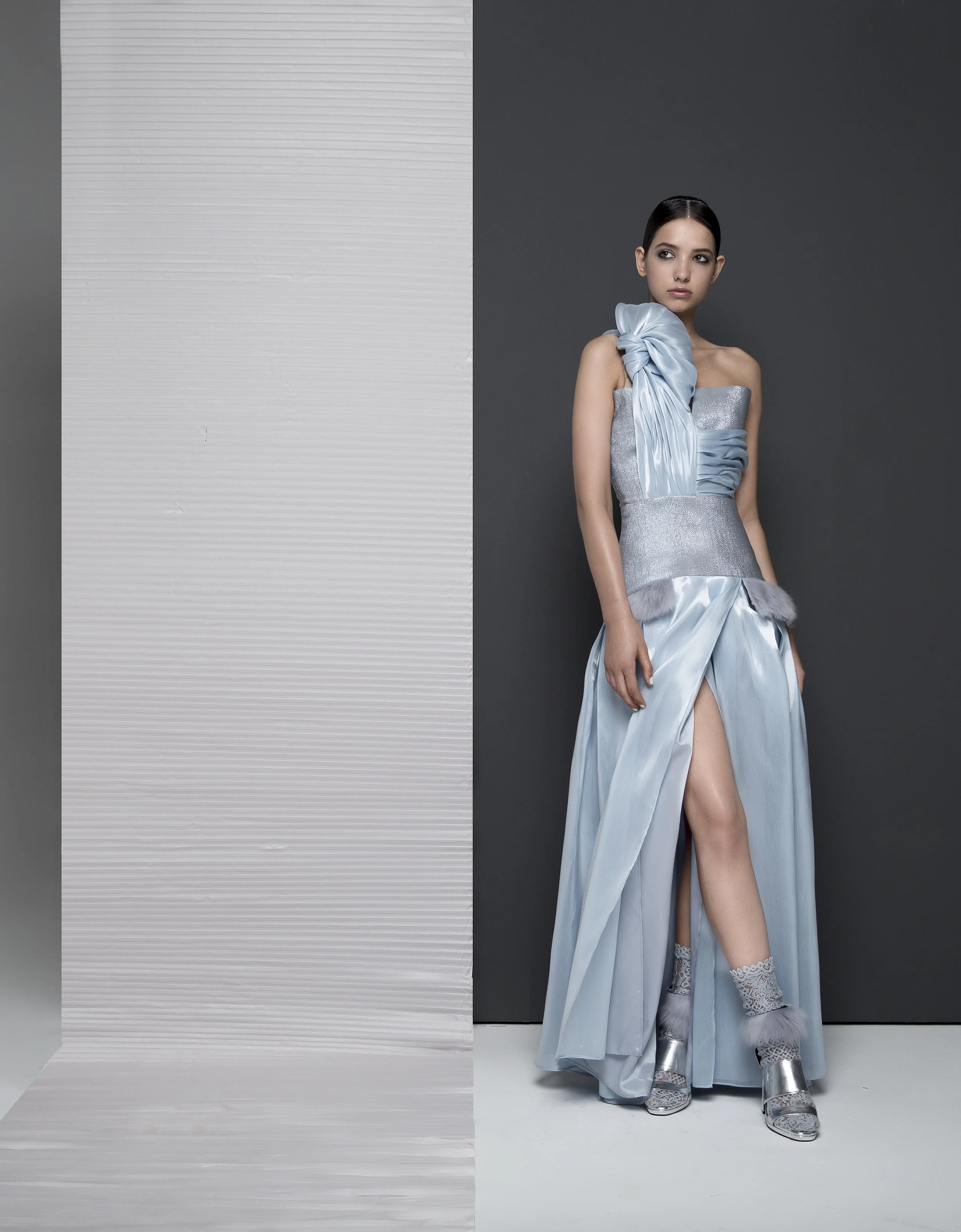 FW18033 BERNICE ONE SHOULDER DRAPED DRESS