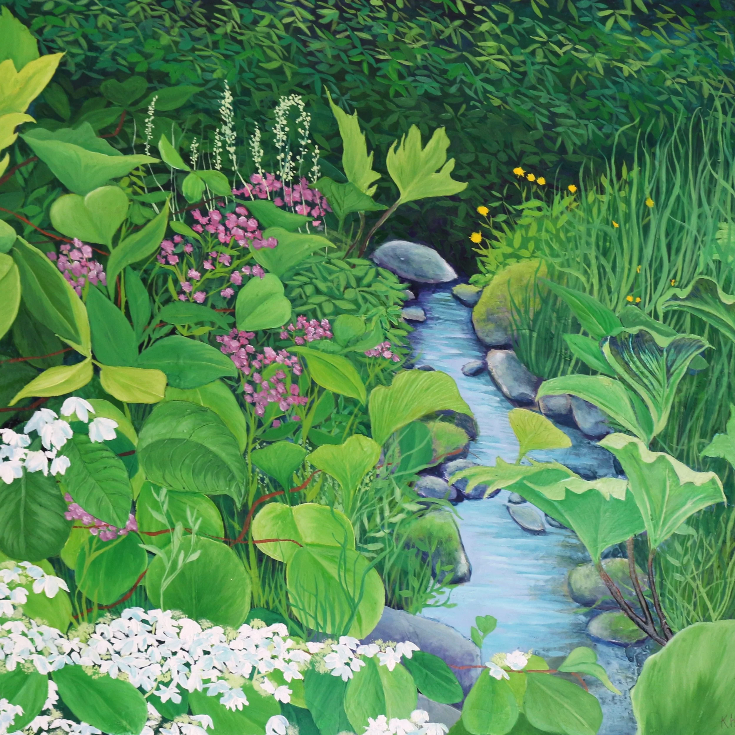 'Flourish' mixed media on panel approx 40cm x 40cm x 5cm £430.JPG