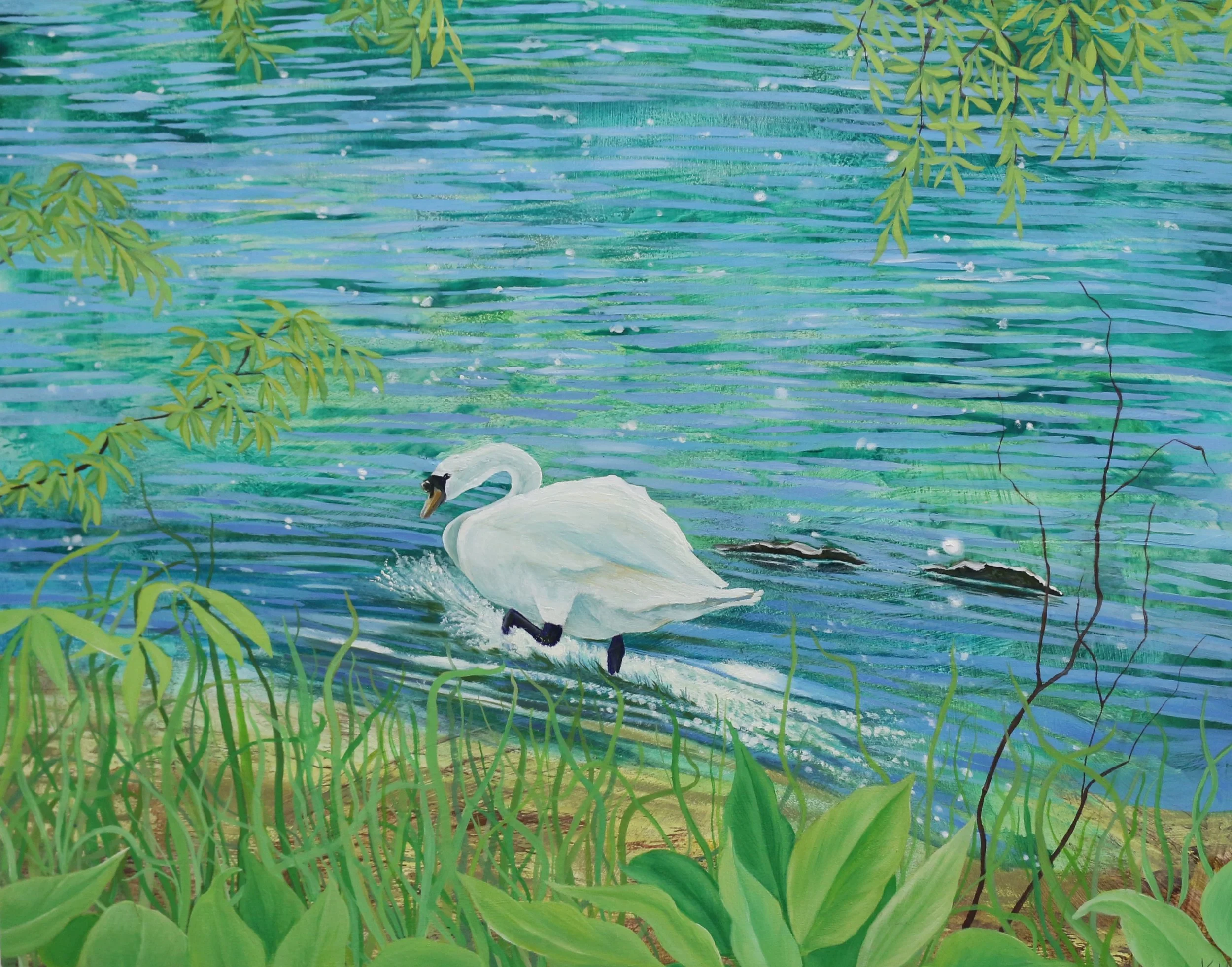 'Making a splash' Mixed media on panel £390.JPG