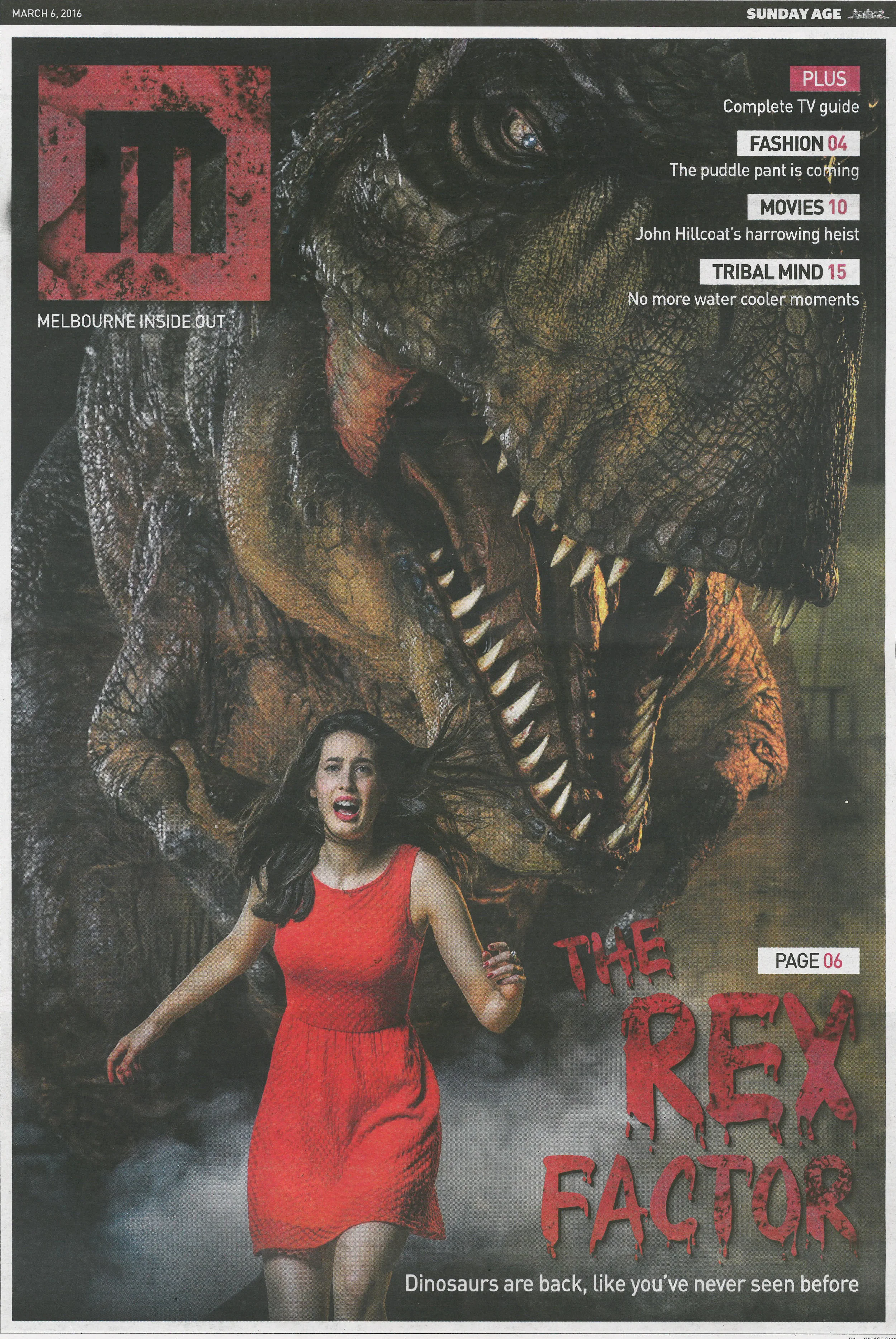 T-Rex red dress The Age Cover 7 March 2016.jpg