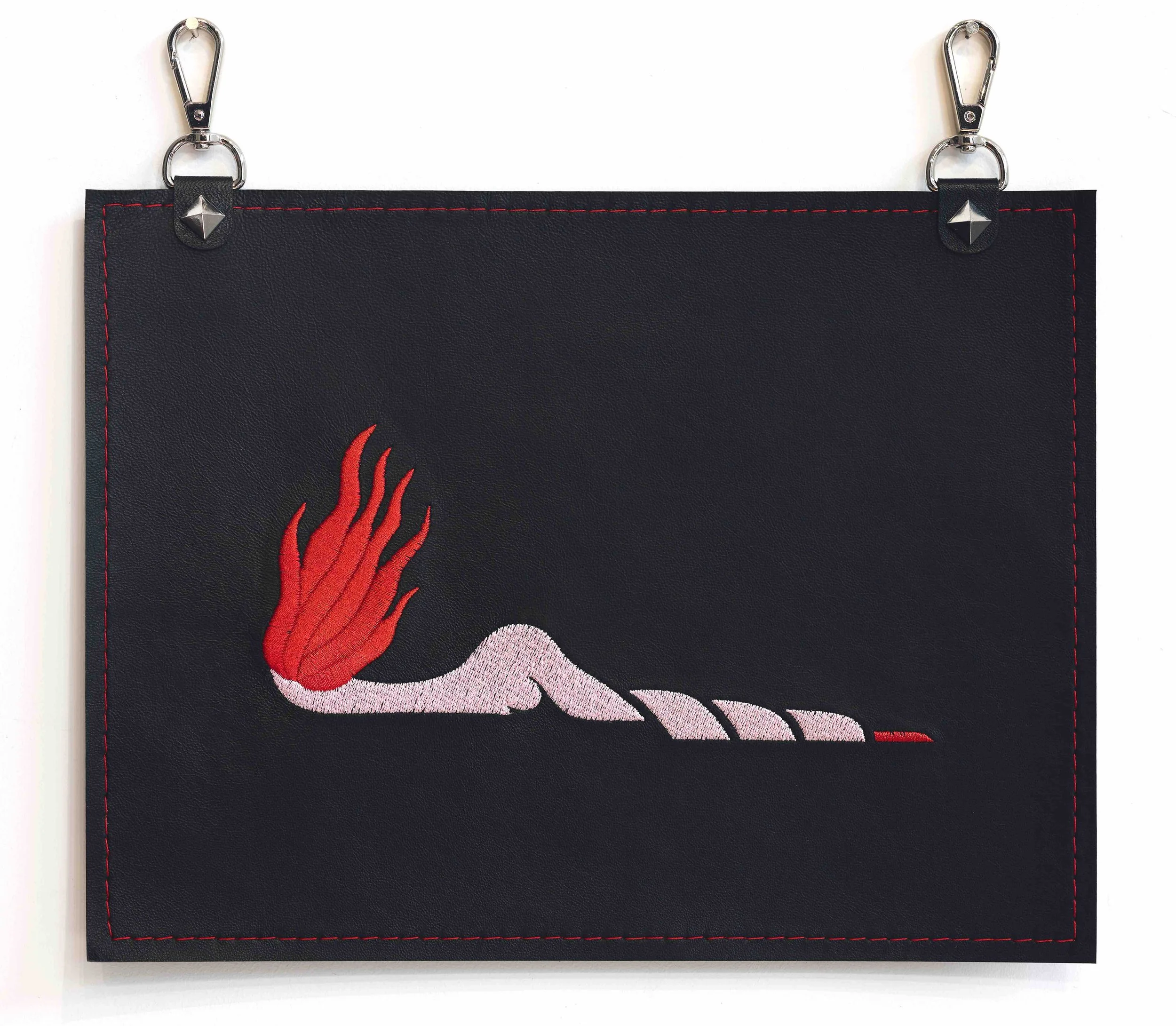 TRISH TILLMAN Possessions I Leather, thread, studs, snap hooks 11 x 11.75 inches $1,500
