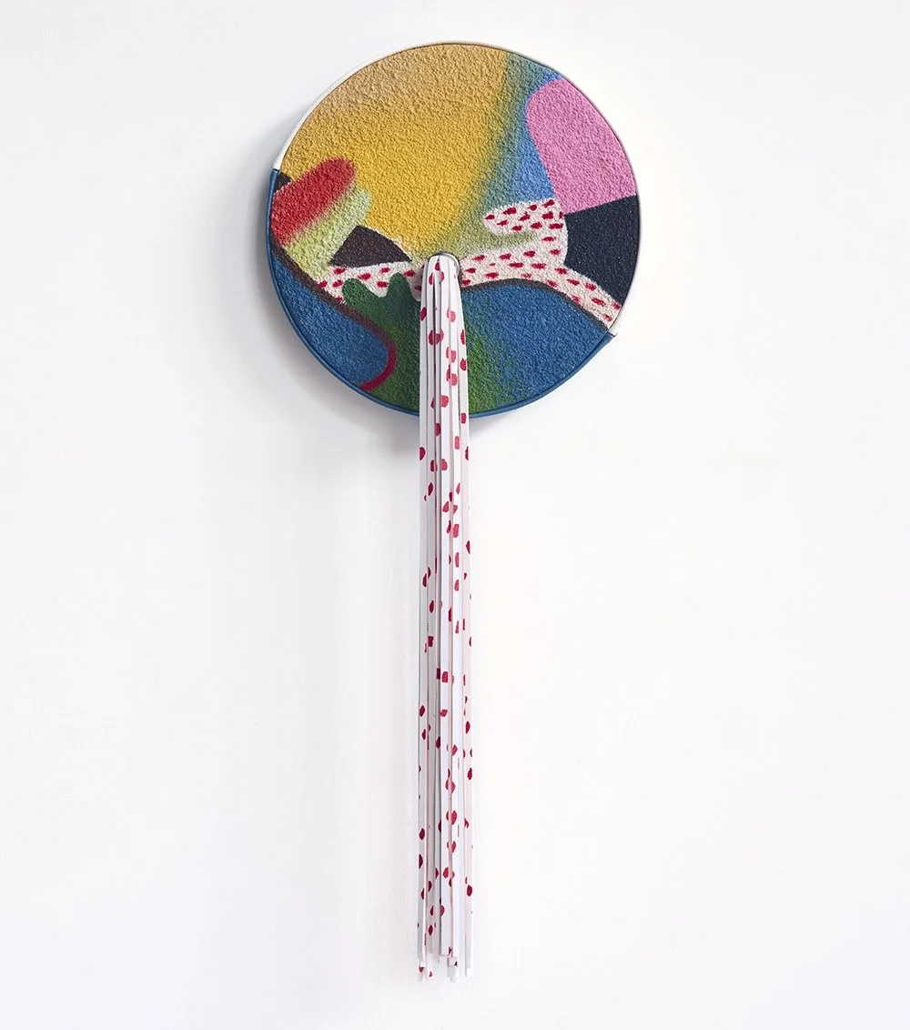 JENAL DOLSON & TRISH TILLMAN Signal Oil, pumice, leather, UV ink, grommet, vinyl, thread 20.5 x 8.25 x 2.5 inches $3,500