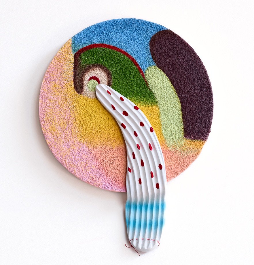   JENAL DOLSON  &amp;  TRISH TILLMAN    Step   Oil, pumice, polymer clay, acrylic &amp; thread on canvas  10.75 x 8 x 1.25 inches&nbsp;   $3,500    