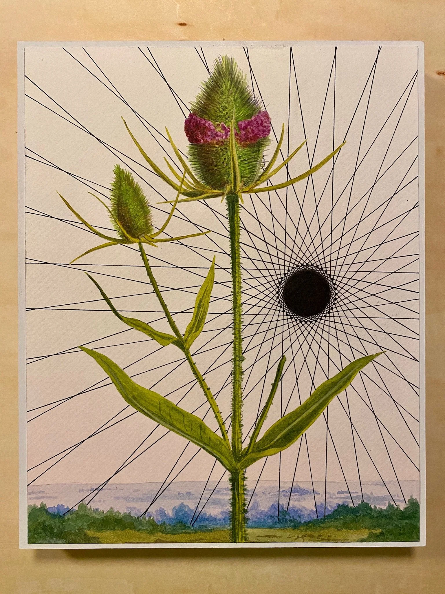   PEARL COWAN   Radiant Void  Watercolor, gouache &amp; ink on paper mounted on panel  10 × 8 inches   $1,200  