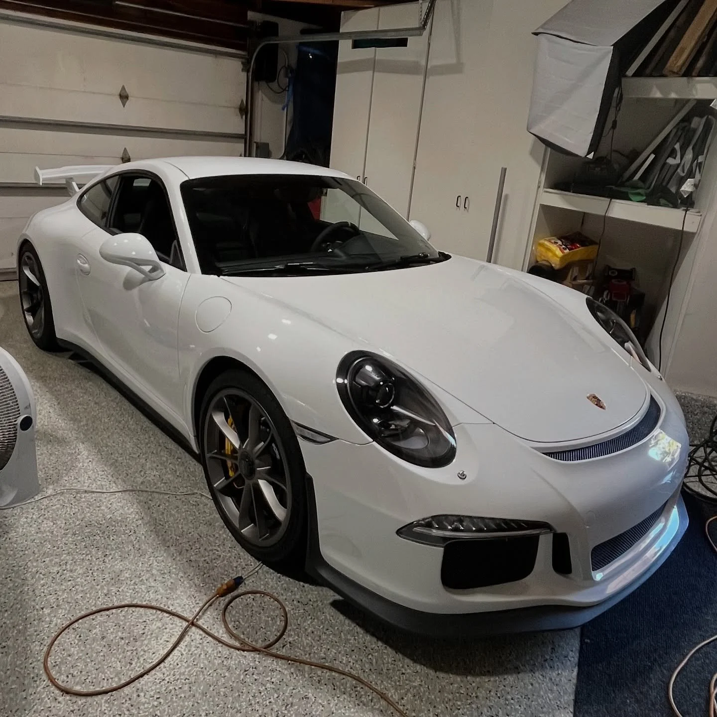 This very early build (2014) 991.1 GT3 stopped in for an oil service and post purchase inspection. This one received the upgraded G motor very early in its life and appears to have been well cared for since. The inspection highlighted some near term 