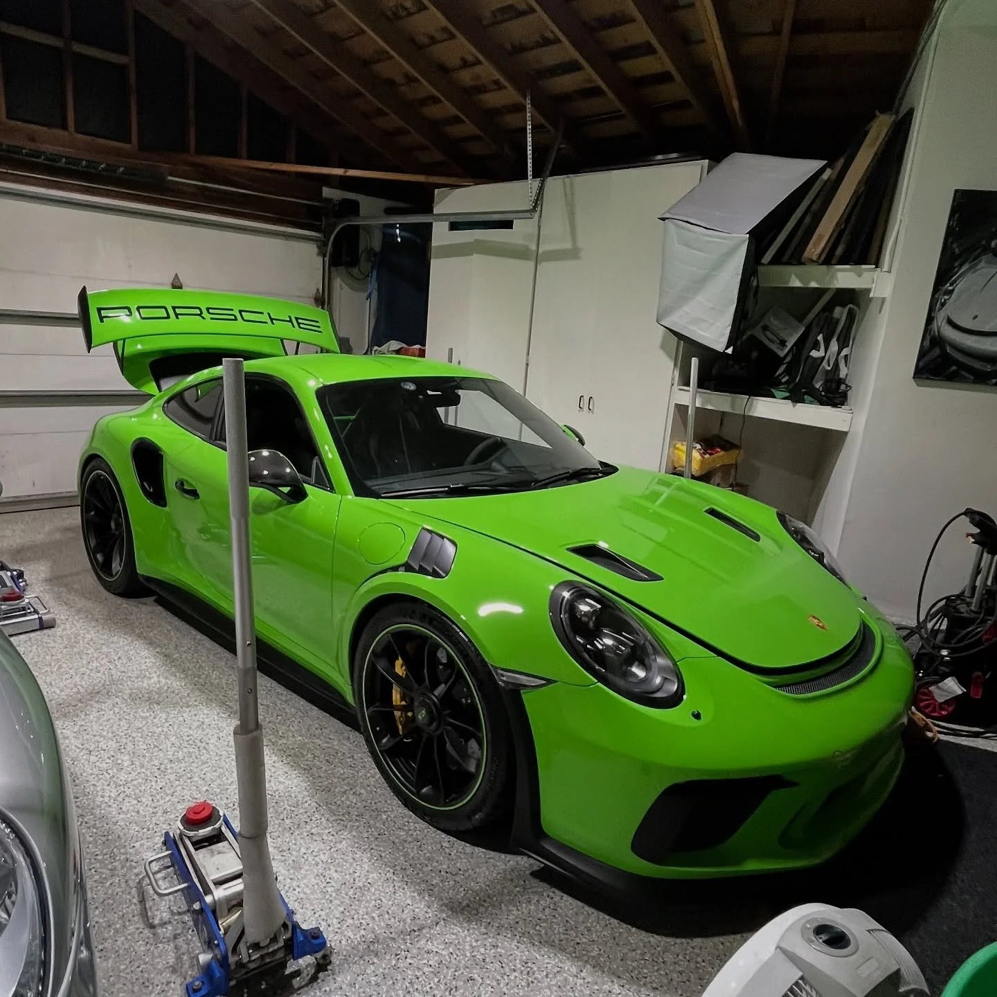 Lizard Green GT3 RS making a splash of color at the garage. This low mileage beauty stopped in for a major, which was completed with a one day turnaround. Service included a 17MG signature oil change, new belt and tensioner, BMC air filters and throt