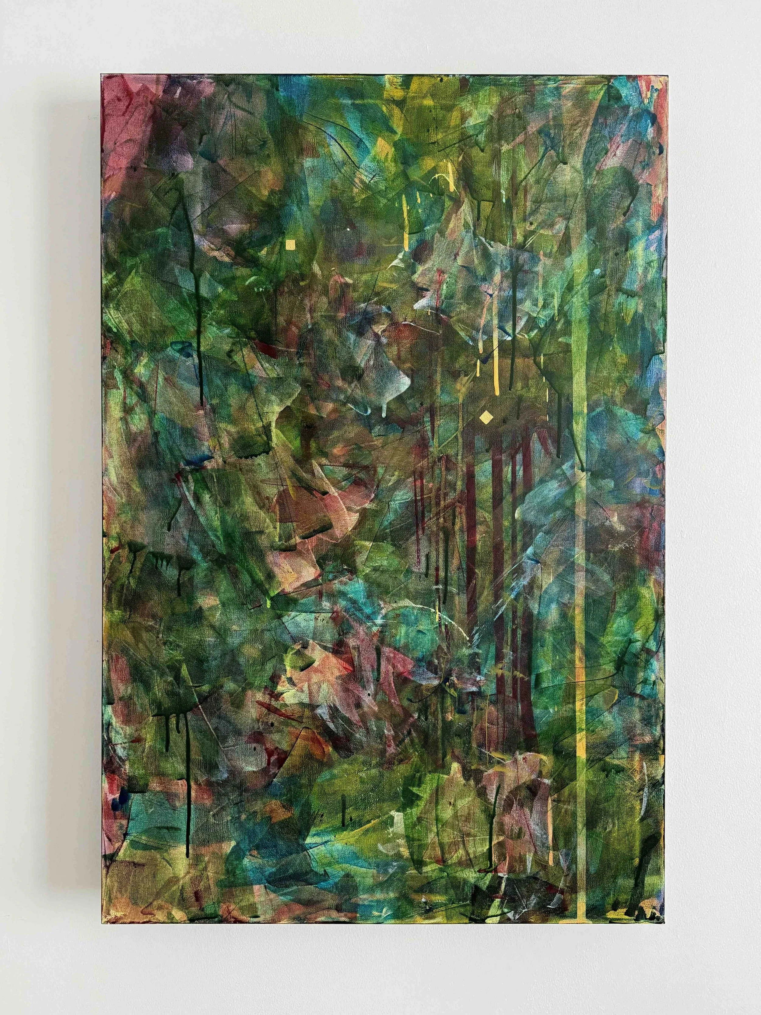 Descent into the multiverse II | acrylic on canvas | 24 x 36 | 2021 | in studio
