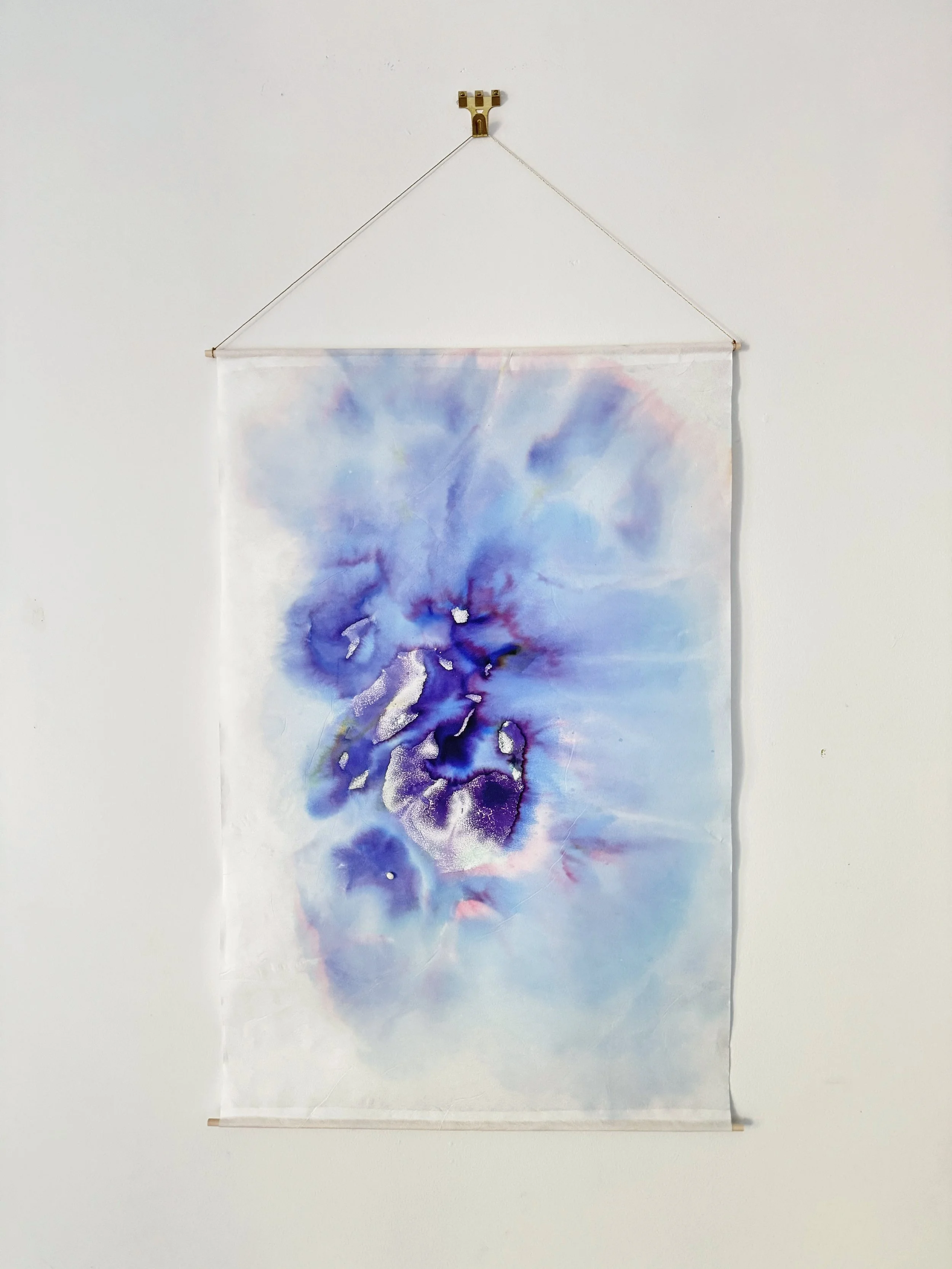 Great power after the rebirth | rice paper, wood, antique thread, seed pearl, bottled ink | 15.5" (W) x 22.5" (H) | 2026