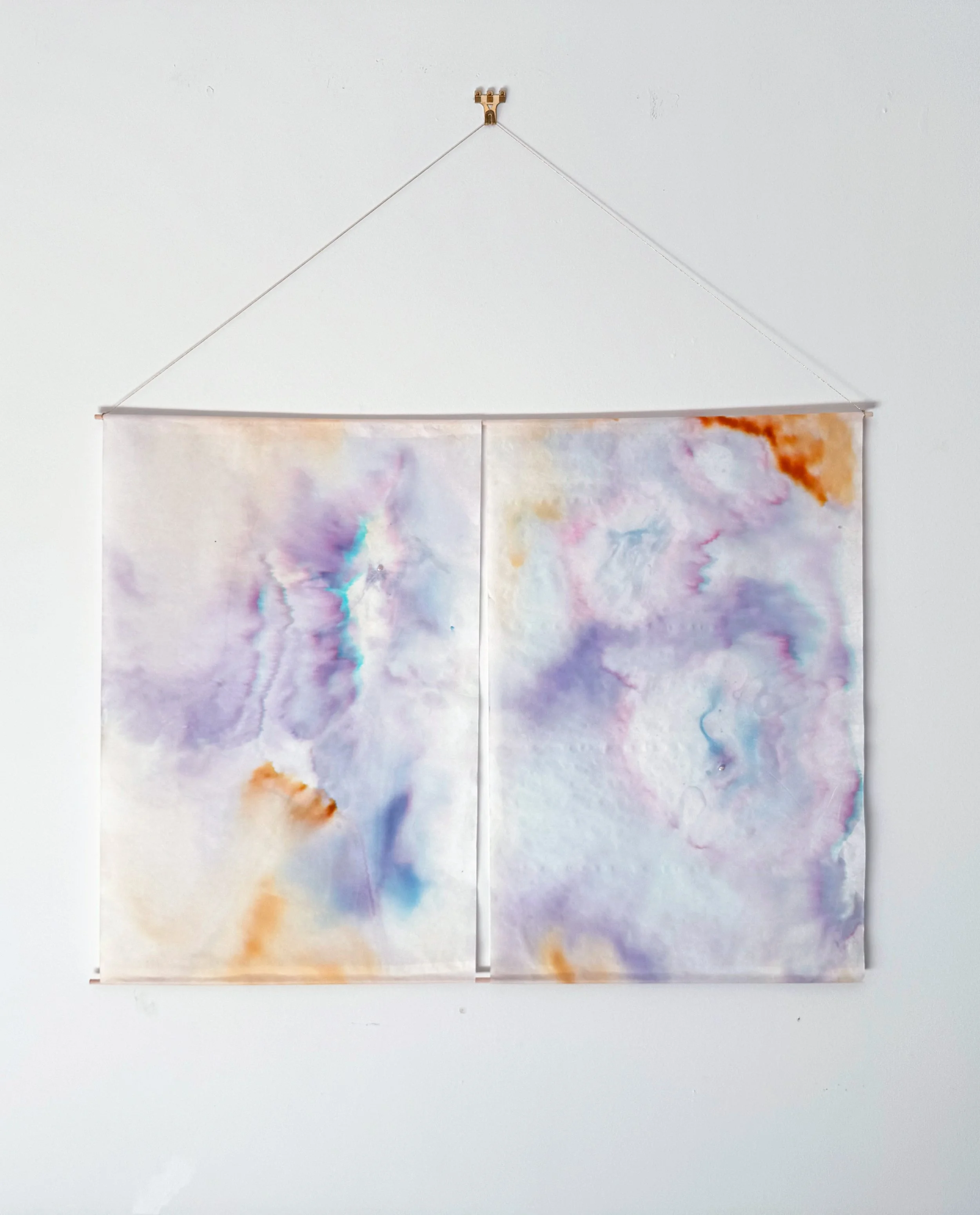 Gaze at the sky, see stillness | rice paper, wood, antique thread, seed pearl, bottled ink | 2026