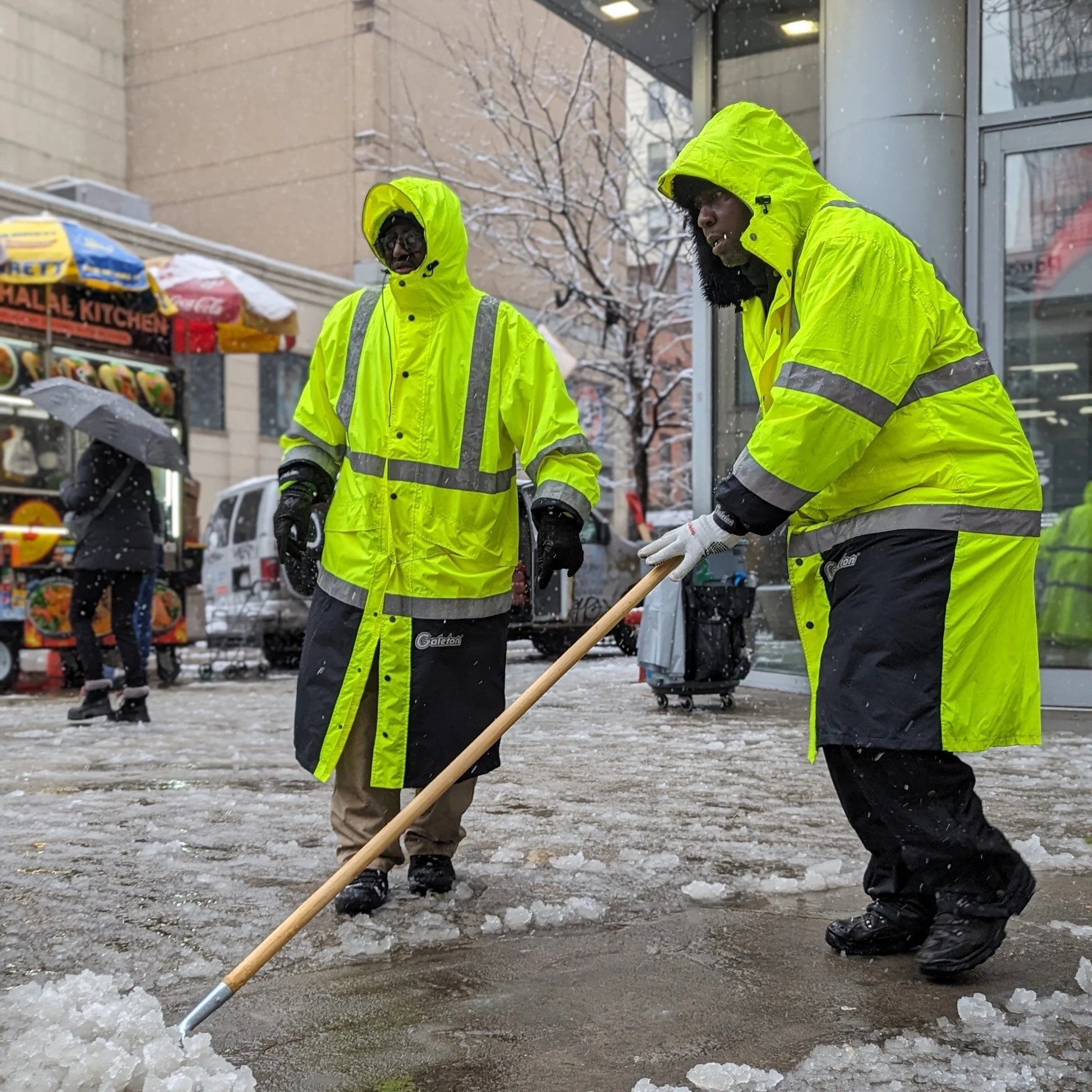 The Union Square NY Clean Team, rockin' it through every kind of weather. 
