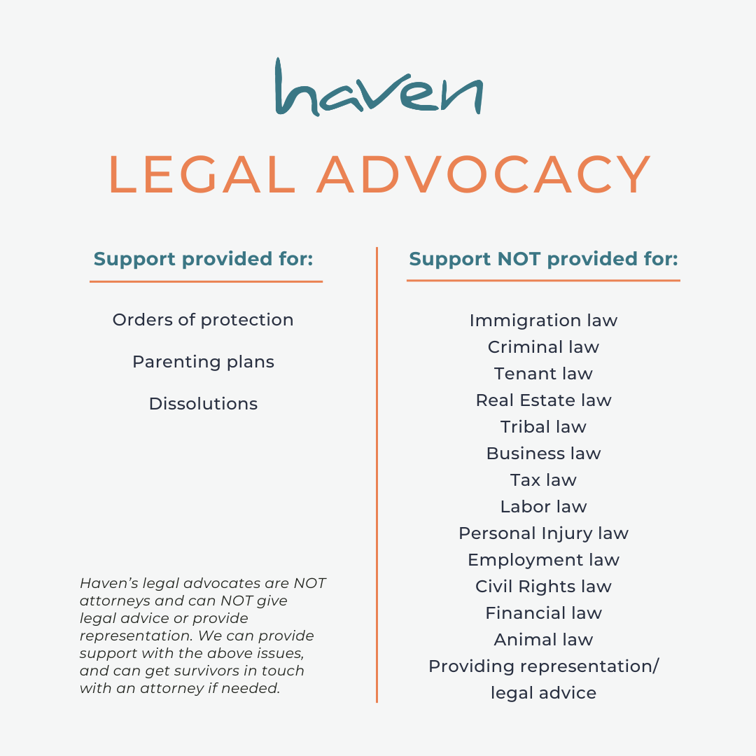 Haven legal advocates: What they can and can't do