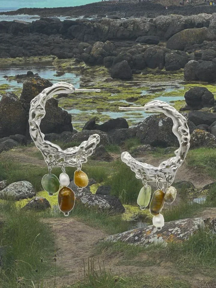 Pebble Molten Hoop Earrings - Lucky Dip Stone Surprise 🐚🌾🍄&zwj;🟫🪨