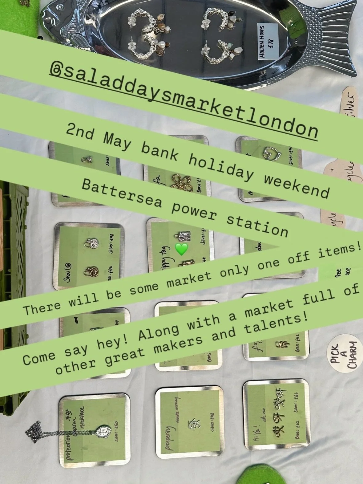 Salad Days Market this Saturday 2nd May 💘I will be among other incredible brands and talented makers! Come hang out @saladdaysmarketlondon at Battersea power station💚💚💚