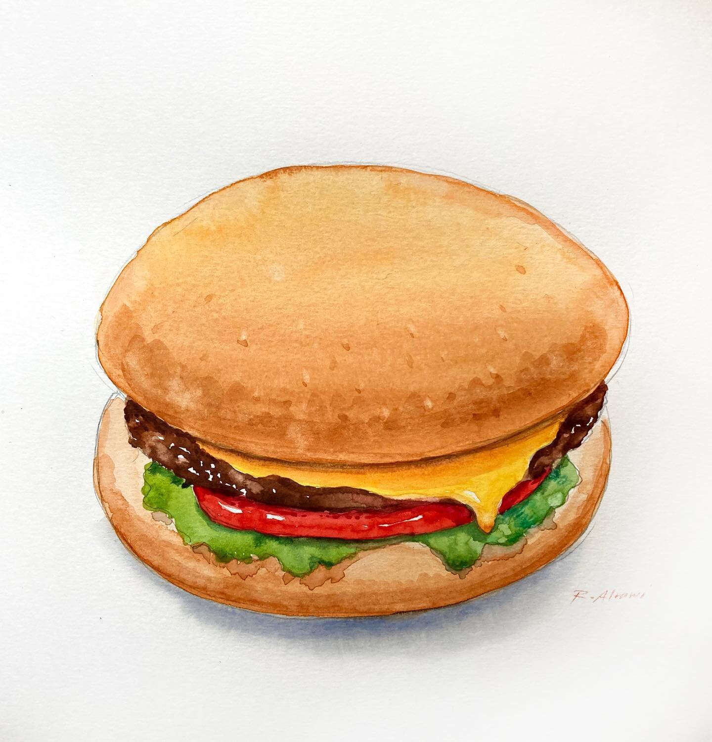 This is the hamburger in watercolor showed to our beginner watercolor young students. Message us if you are interested in taking watercolor class with us!! 😀😀😀😀
#charlotteartist #watercolor #charlotteartstudio #parents #art #fineart #creativity #