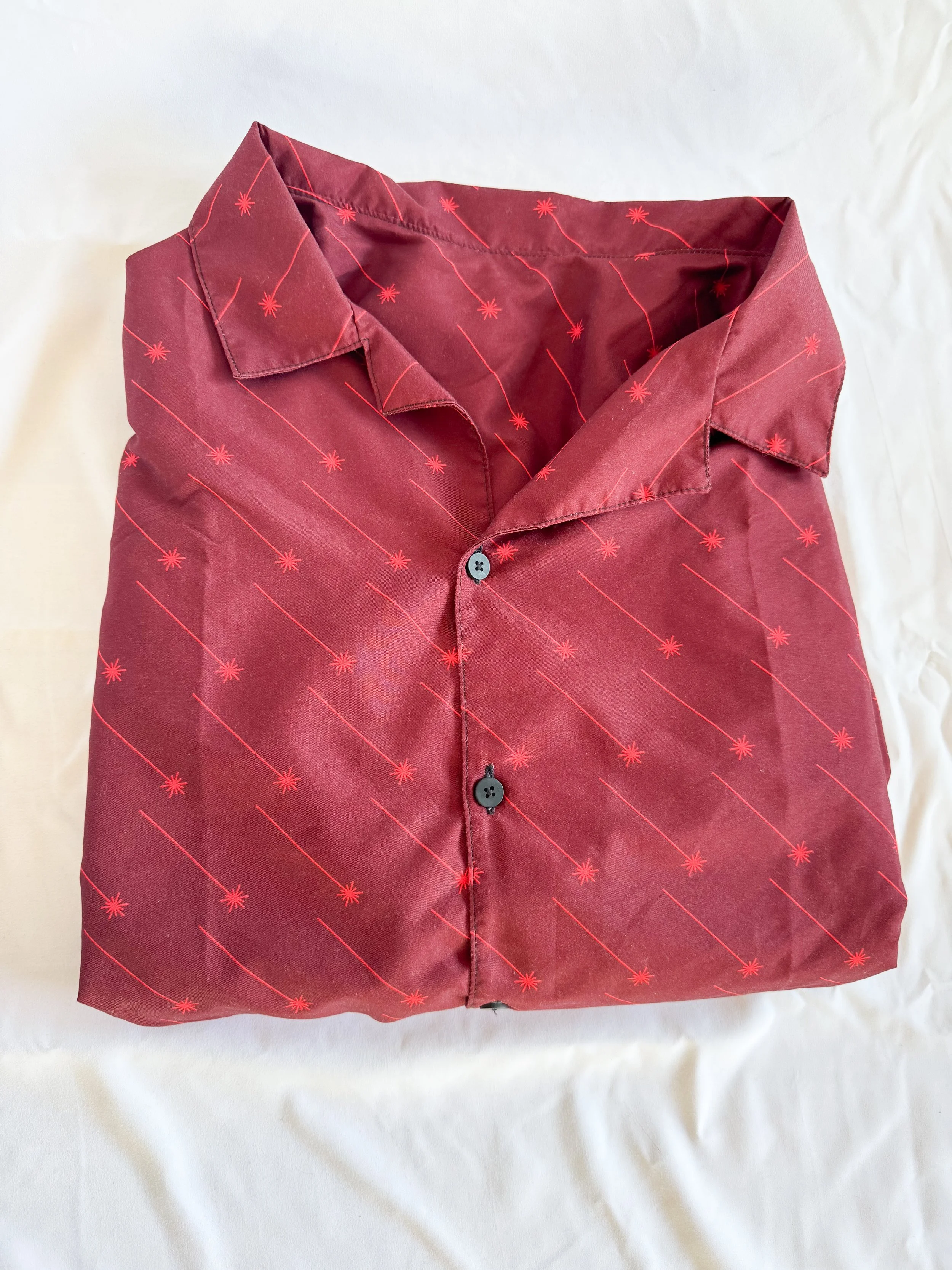 Laser symbols on red - button down shirt