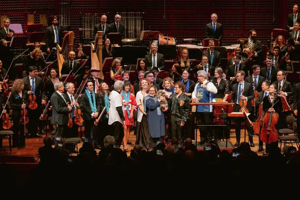 John Wilson on stage at San Francisco Symphony's tribute concert to Michael Tilson Thomas