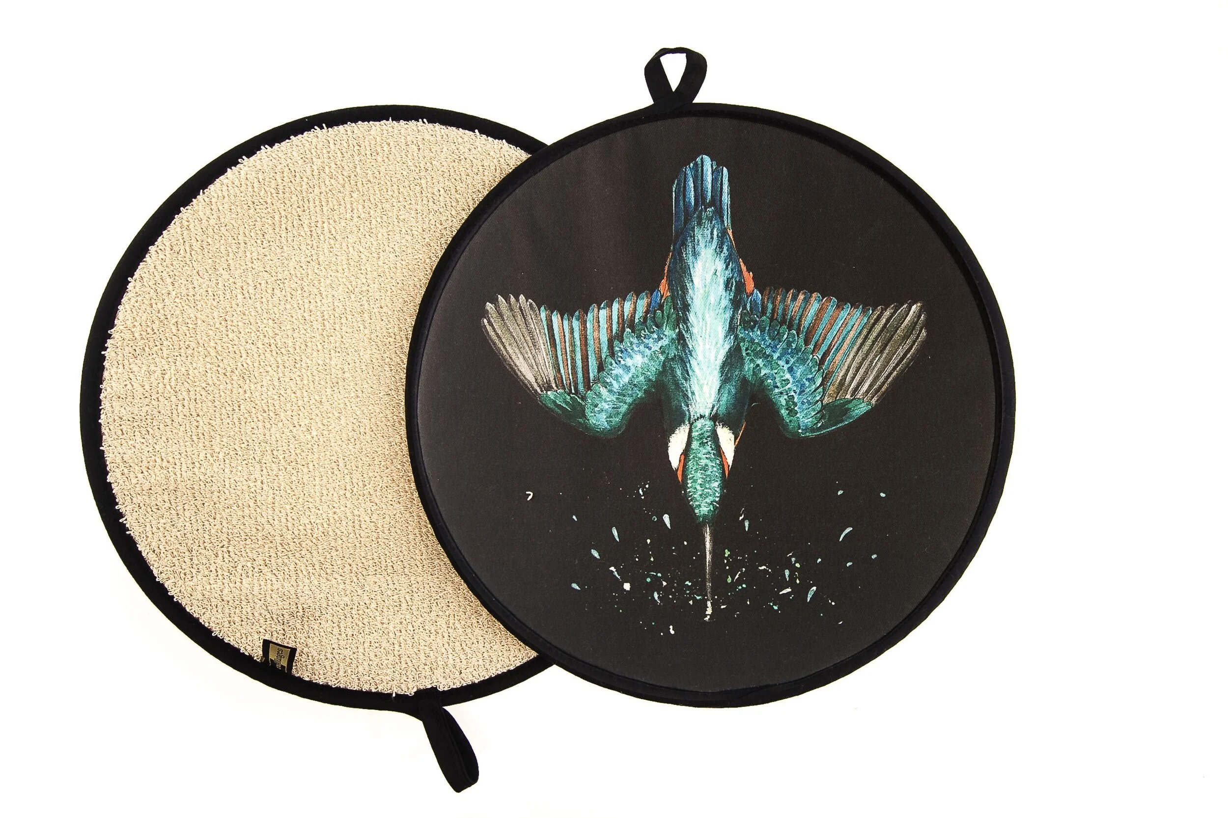 Hob Cover (Chefs' Pad) for Aga - Diving Kingfisher (Black)