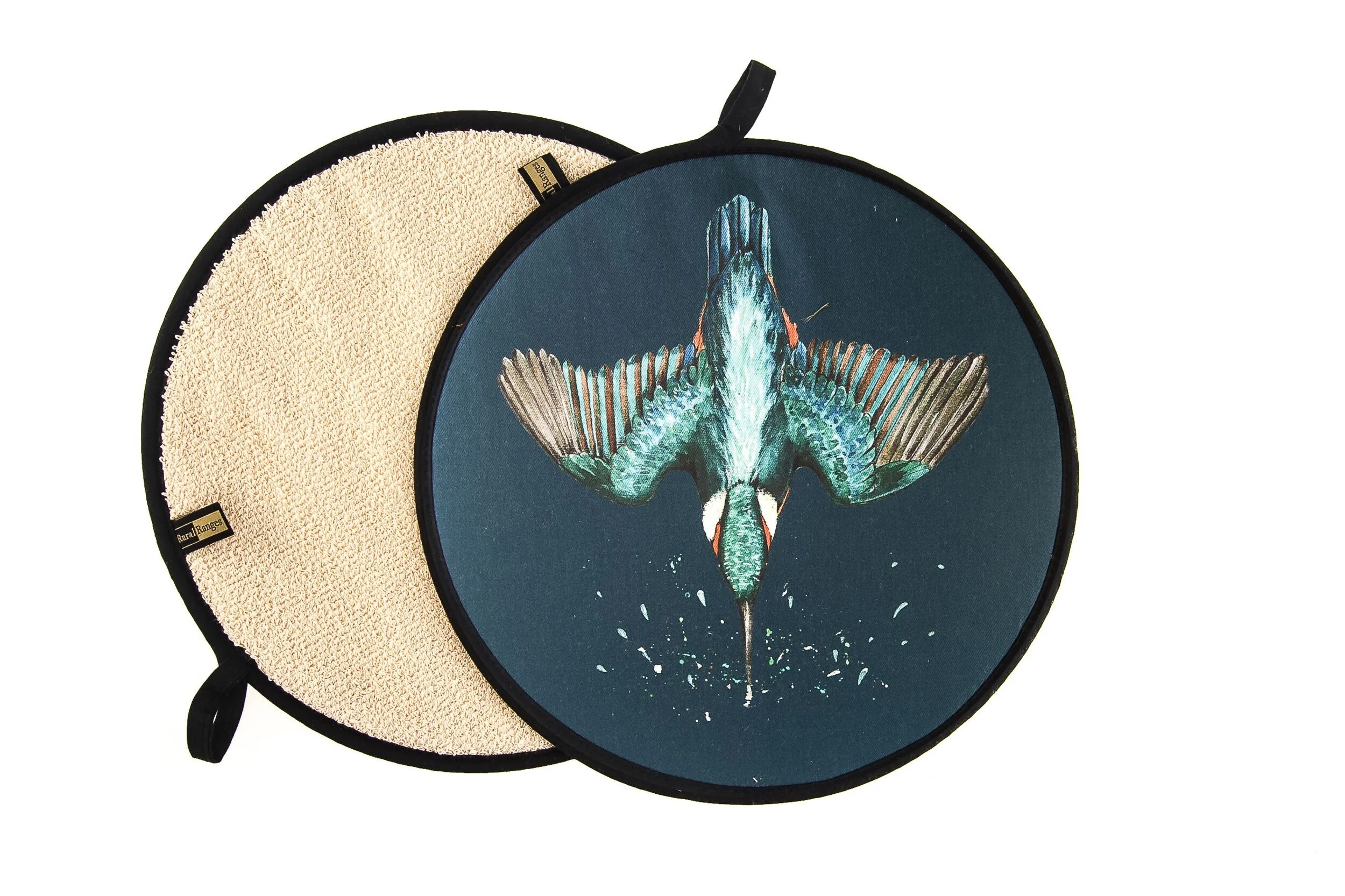 Hob Cover (Chefs' Pad) for Aga - Diving Kingfisher (Blue)