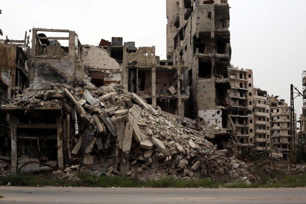 A picture of Jurat Al Shayyah, one of the neighborhoods where the uprising began. The whole area was obliterated by shelling.