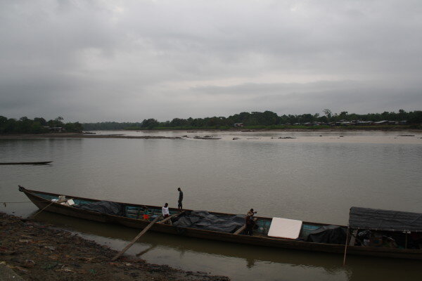 Pangas, the long boats used in this region, transport goods and passengers along the Atrato River.