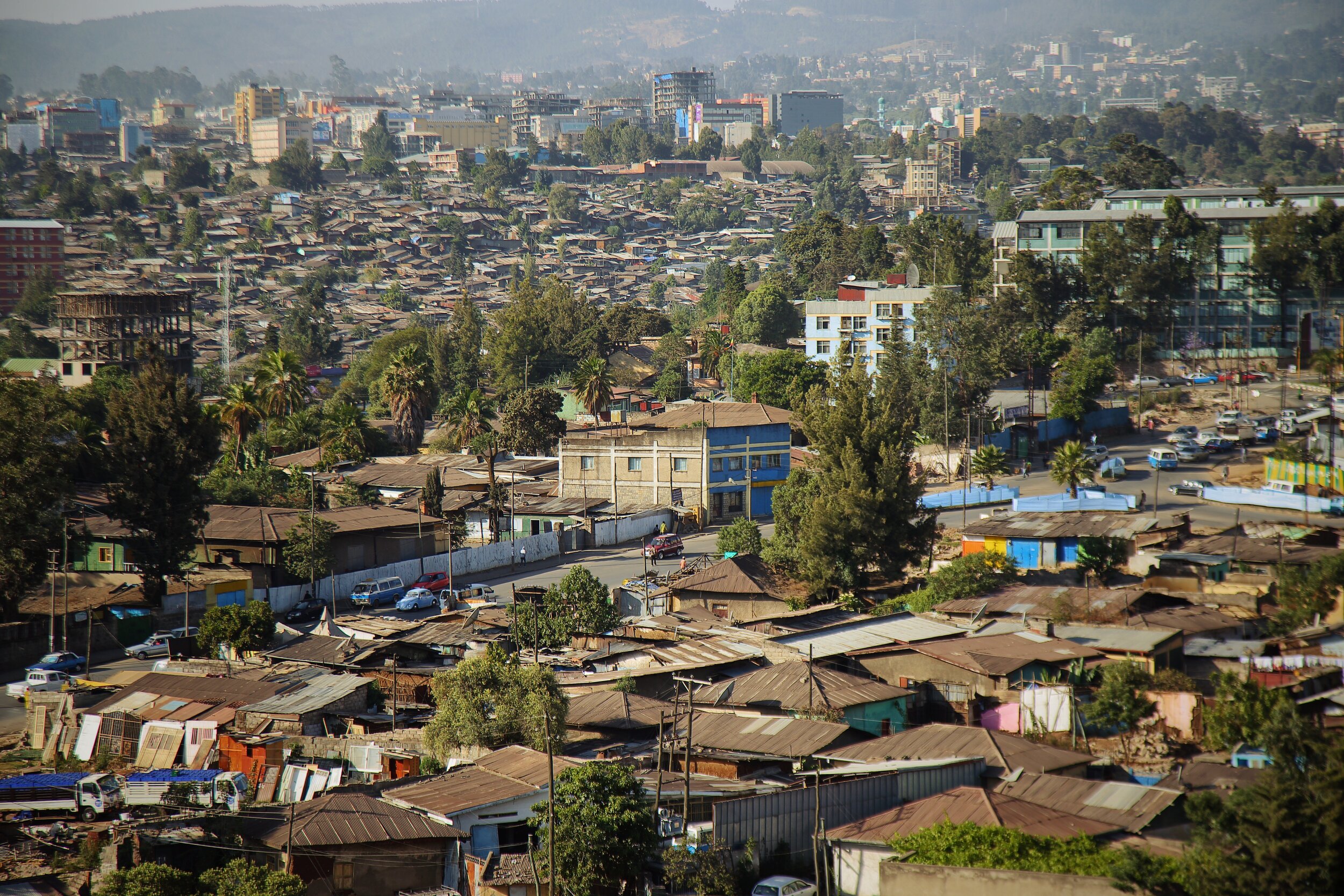  The typical urban fabric of the existing neighborhoods of Addis Ababa is comprised of low-rise, low-density housing, made of materials such as wood and mud. The lack of access to services is predominant. 