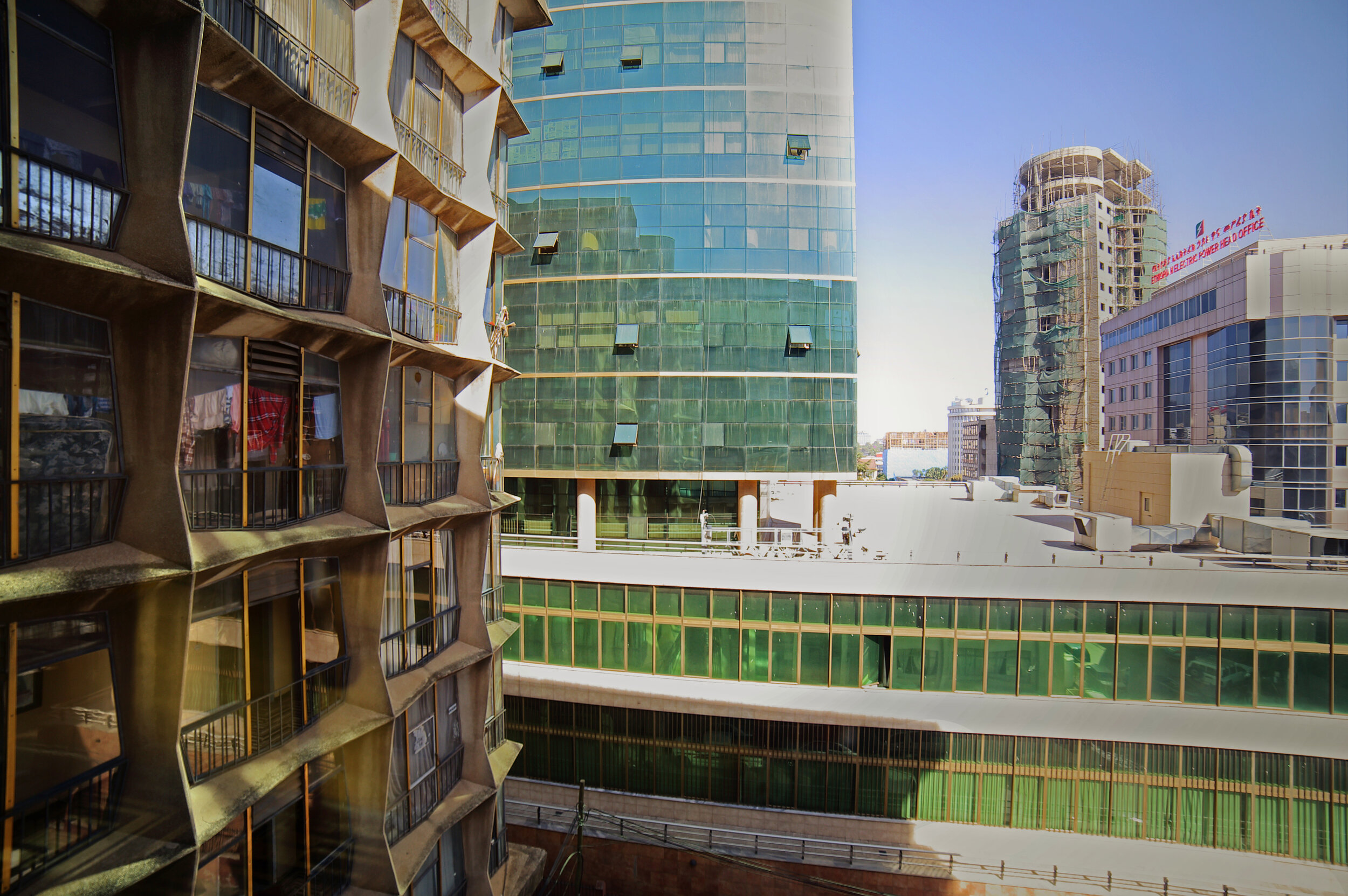  Stark contrast between the Bedilu Building and surrounding new constructions. 