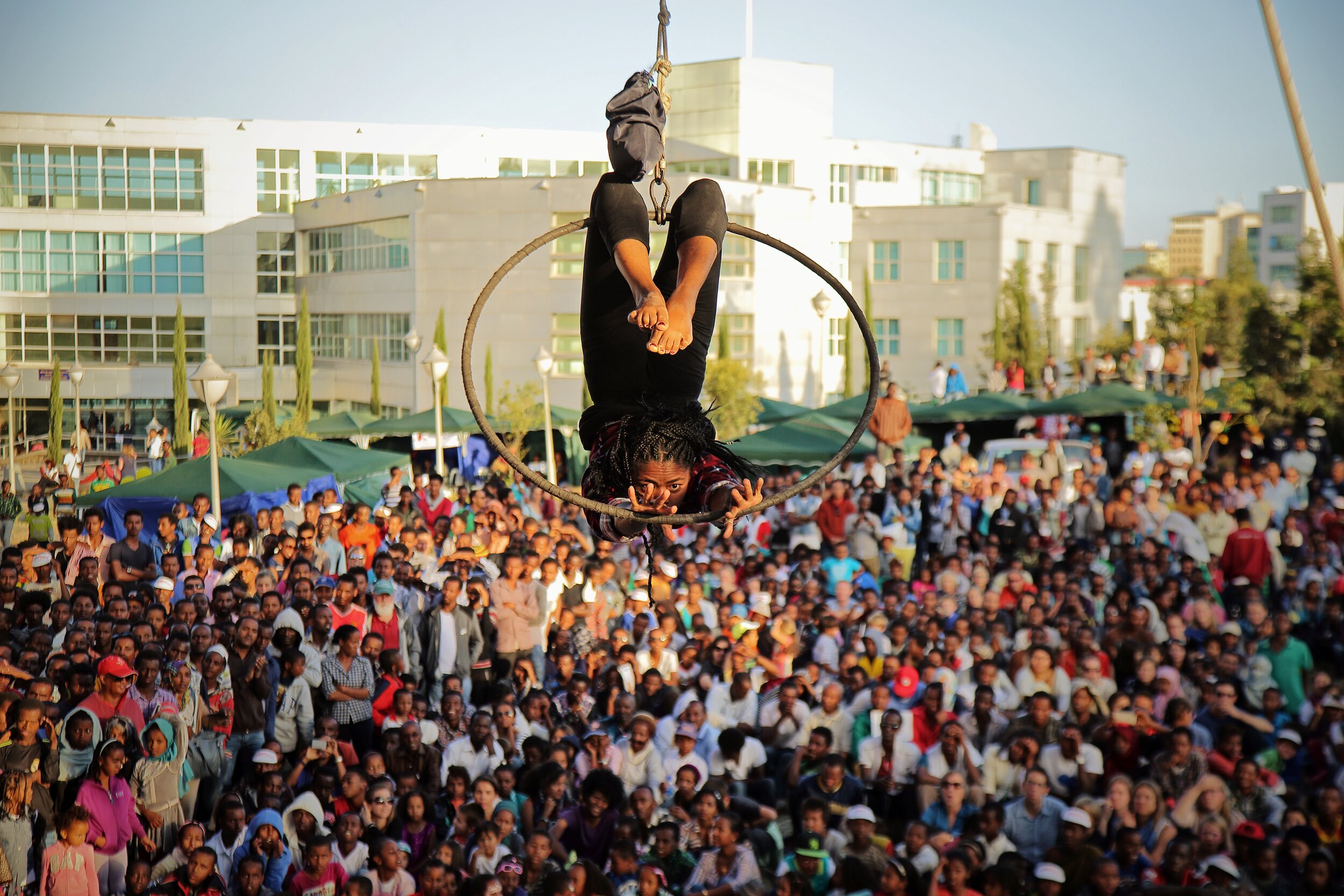  The public watching a performance during the first African Circus Festival in Addis Ababa in November 2015. 