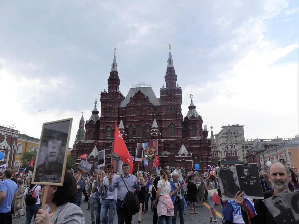  The parade ‘invades’ Red Square, leaving behind the State Historical Museum.&nbsp; 