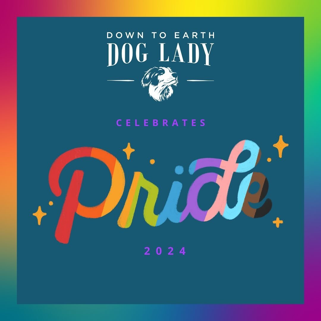 We are gearing up for my 2024 Down To Earth Dog Lady pride campaign!! As many of you know I identify as a queer individual and my spouse identifies as a trans-masc nonbinary human. We also strive to better the lives of dogs who are deaf, blind or bot