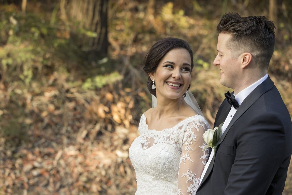 Bride and groom photographed naturally on their wedding day