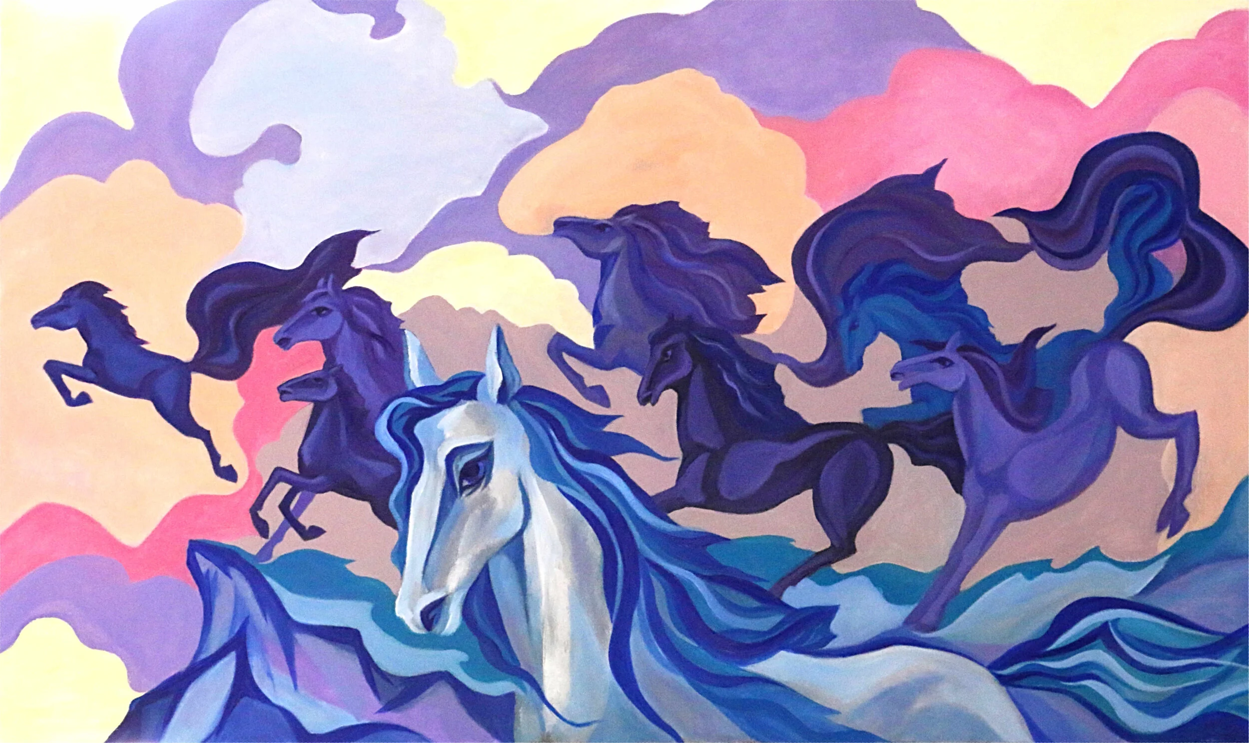 Wild Horses, acrylic/canvas 36X60