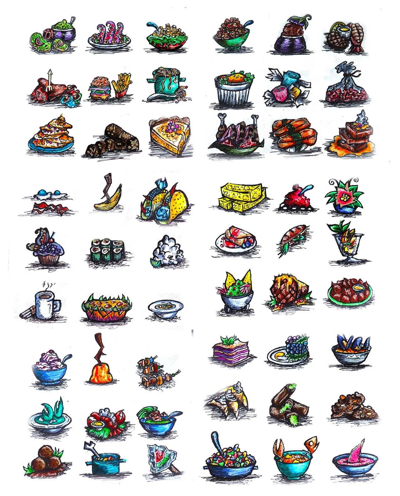 Don't Starve Inspired Food (pens, markers)