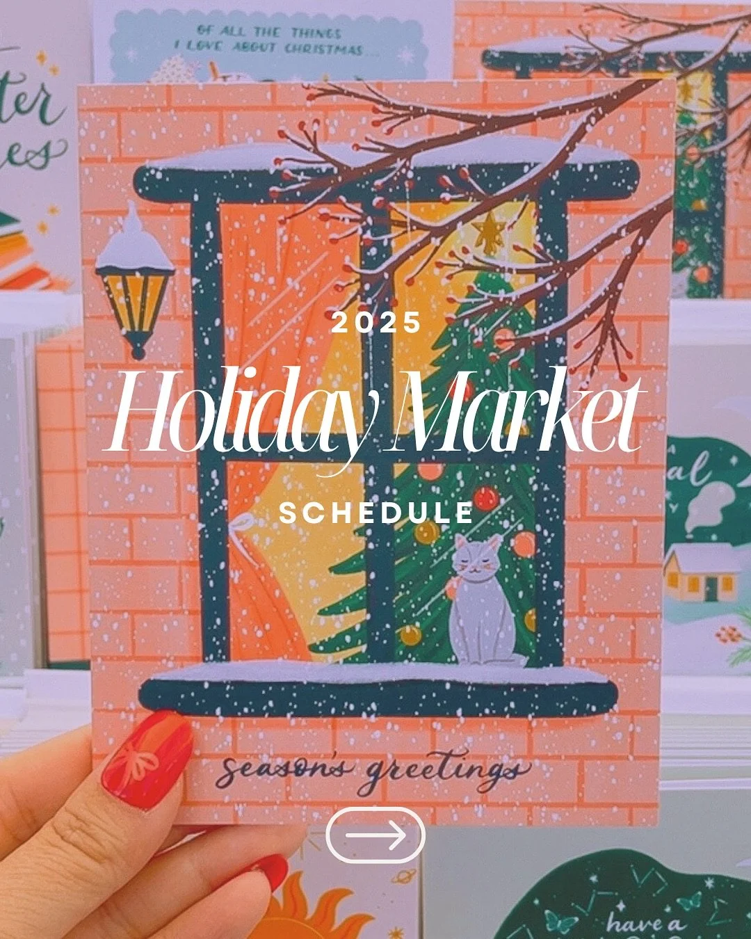 Holiday market season is right around the corner!🎄❄️&hearts;️✨

This is my favorite time of year and I&rsquo;m so excited to be a part of all these markets! If you&rsquo;re local, I&rsquo;d love for you to stop by and say hi. 🤗

I&rsquo;ll have som
