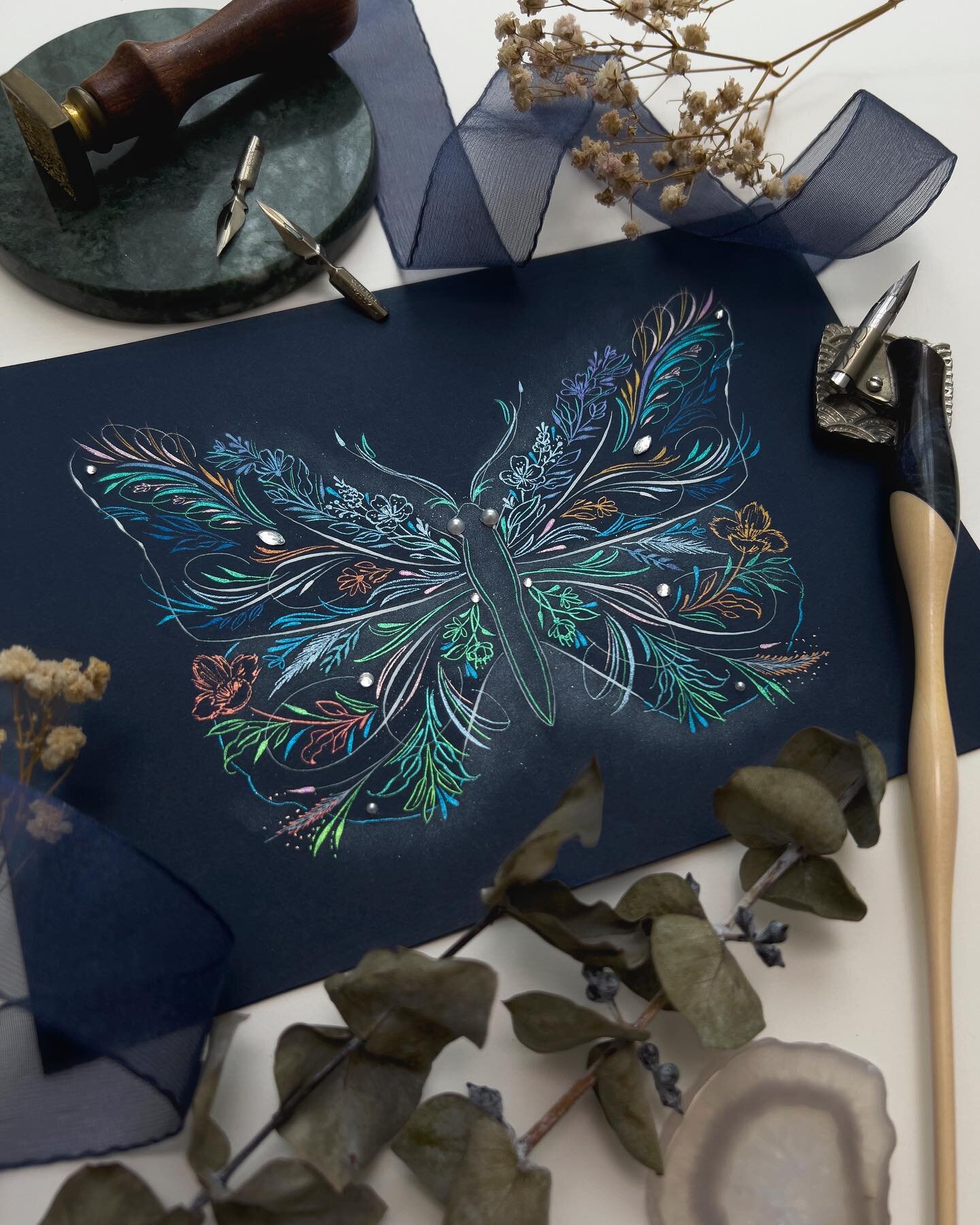 (3/3) Opalescent III

The third in a trio of butterflies completed for the @theartofletters_com mentoring journey exhibition, Symbiosis II. For more photos and commentary, see the Symbiosis II website.

A month before submission I was reflecting a li