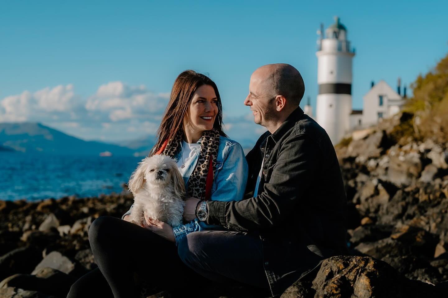 Last night I met up with Kirsty and Gary (and Coco) ahead of their wedding at @the_albany this weekend.

We had a great blether and then went to the beautiful Cloch Lighthouse for some photos- more to follow but thought I&rsquo;d brighten up my Insta