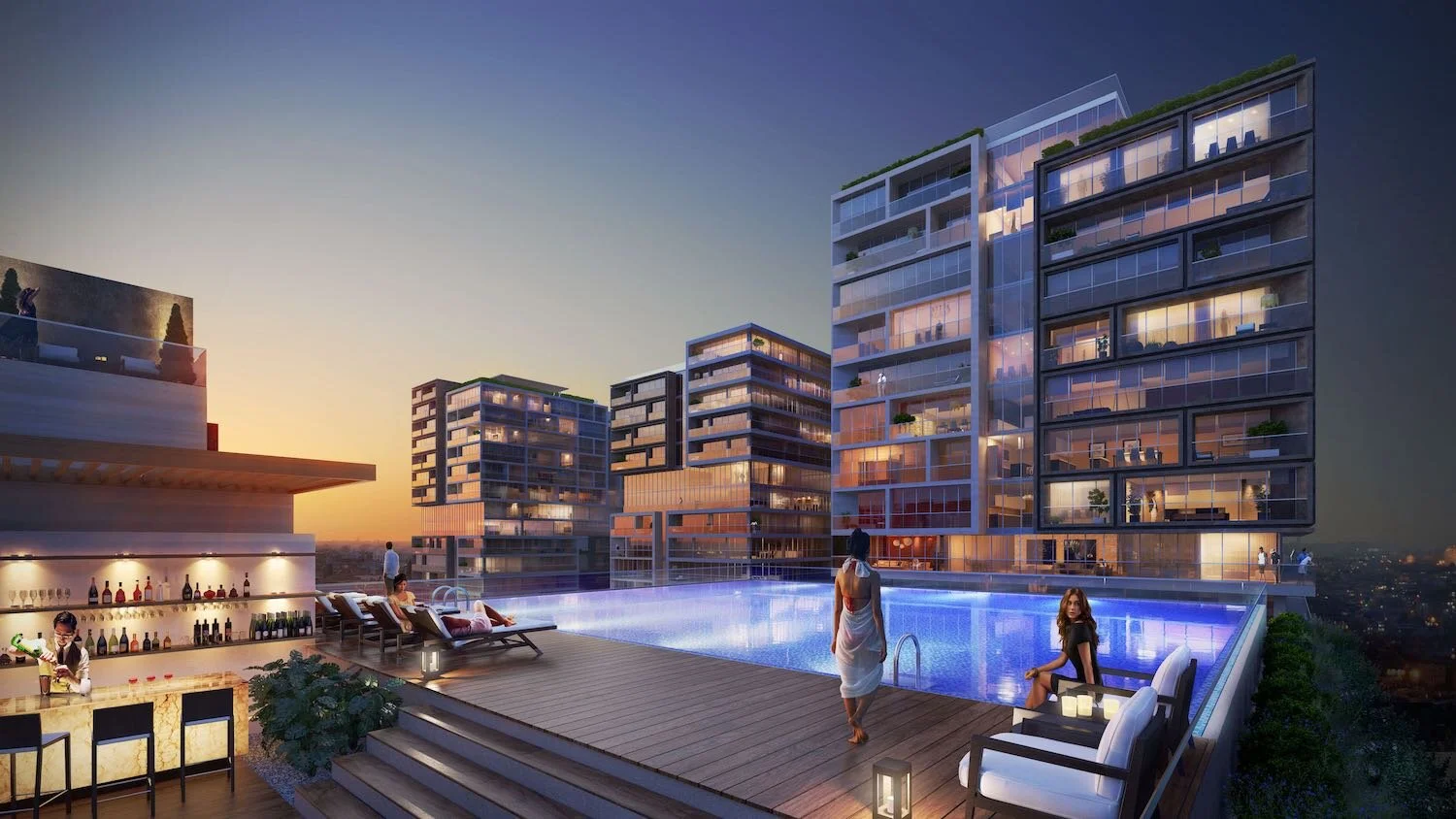 Rooftop pool 3D view (residential project)