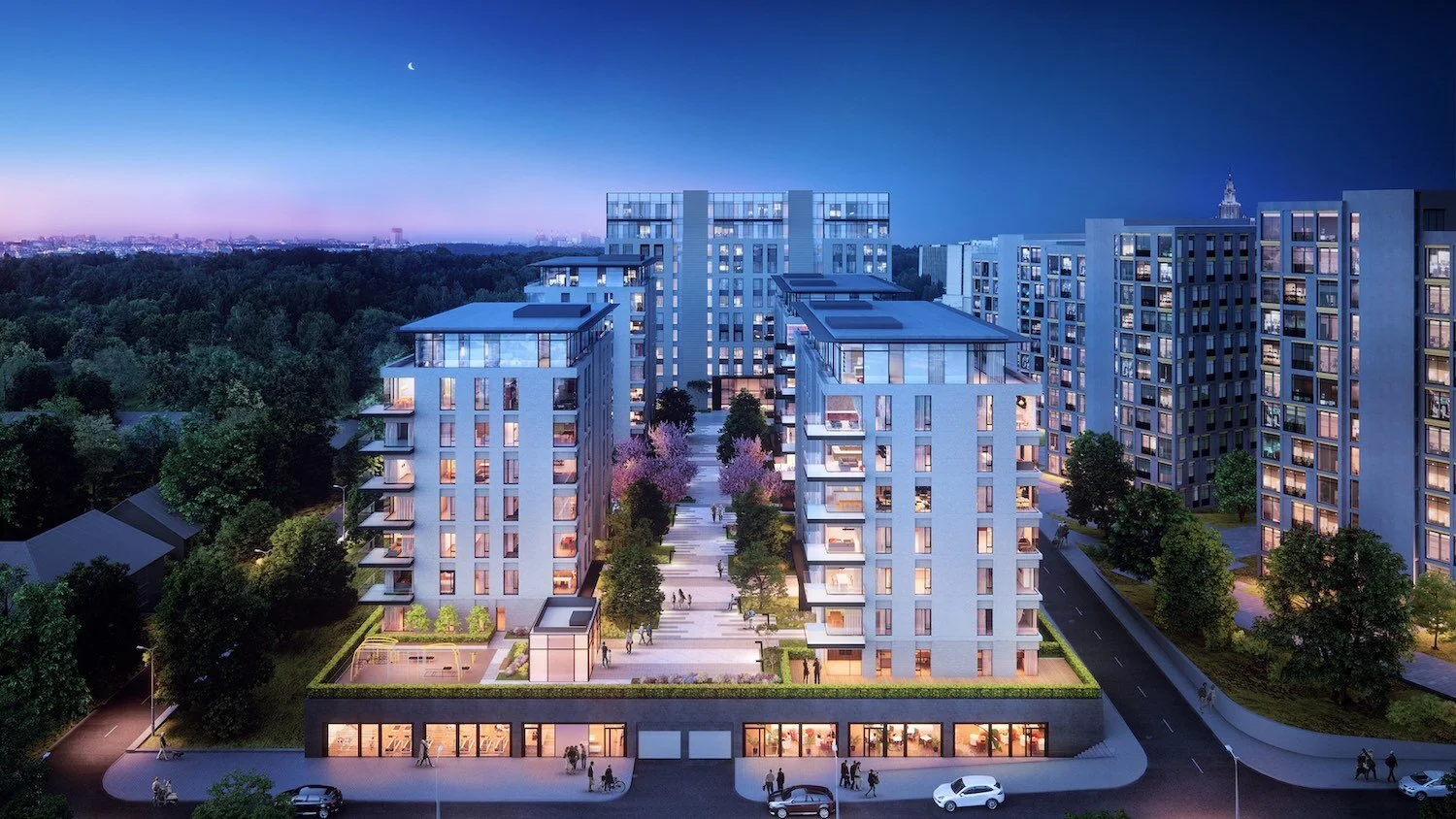 Night view 3D visualization (dusk lighting)
