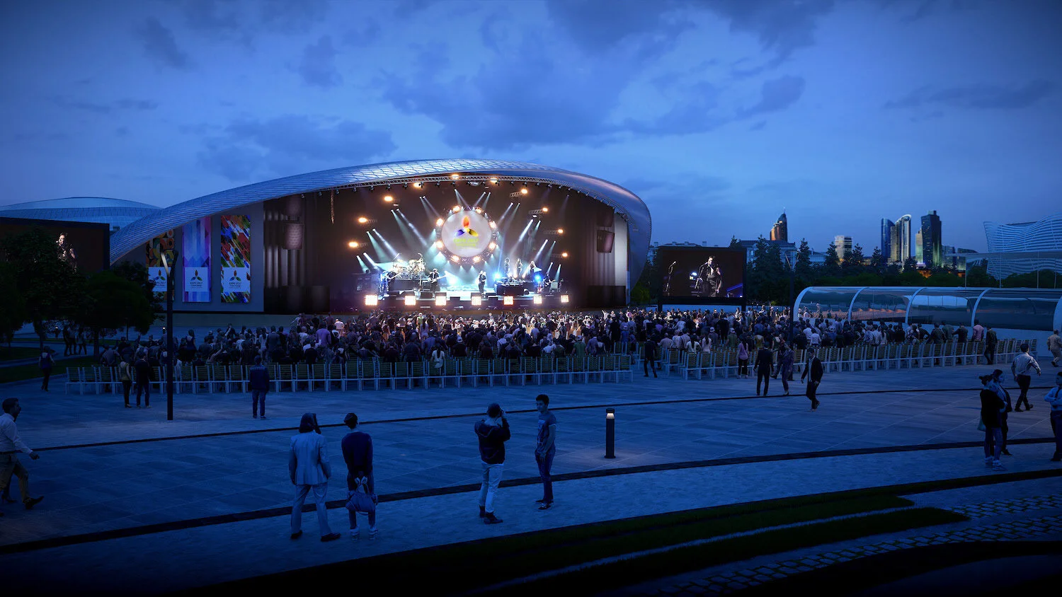 Expo 2017 Astana concert plaza – night 3D rendering