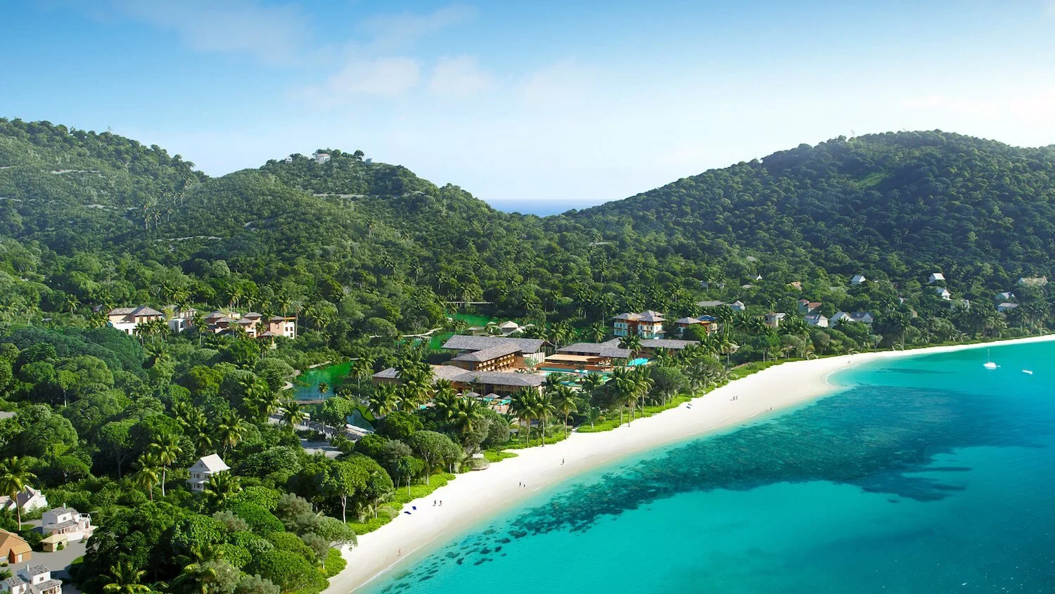 Lagoon on a tropical island – Aerial 3D landscape