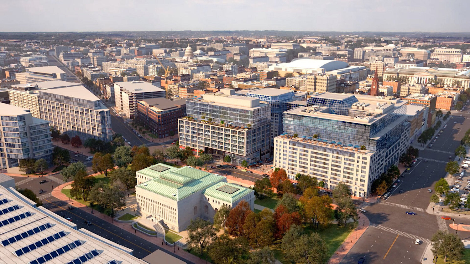 Aerial view of Washington, DC – Architectural 3D visualization