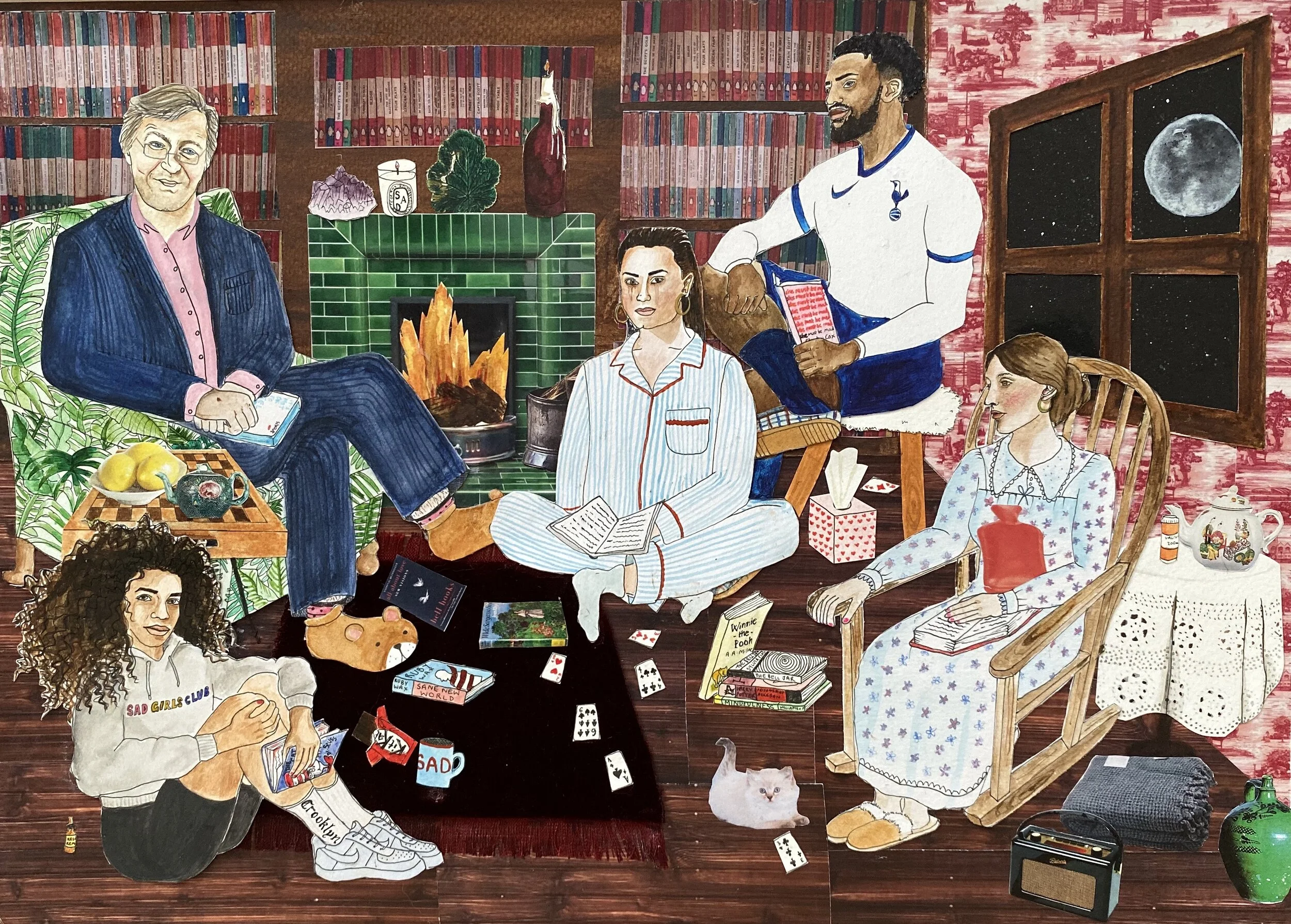 Blue Library Club Collage Print 