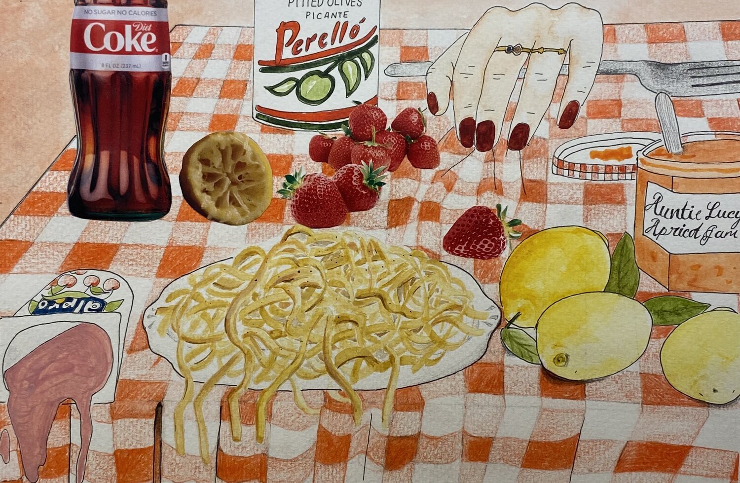 Gingham Table Top Collage Print 