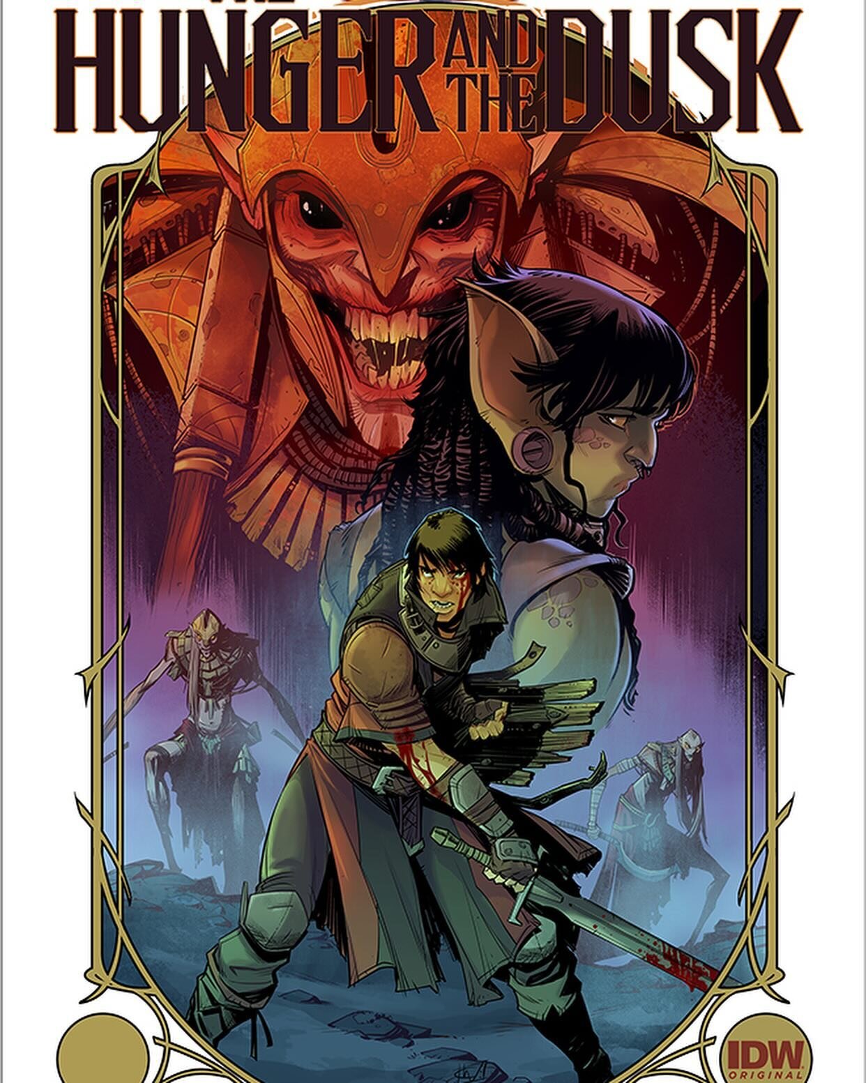 The Hunger And The Dusk: Issue 5 - cover process. -
This was one of my favourite covers of the series. Finally getting to use the Vangol warlord. and just making a big feature out of his looming sinister presence after having him in the wings for so 