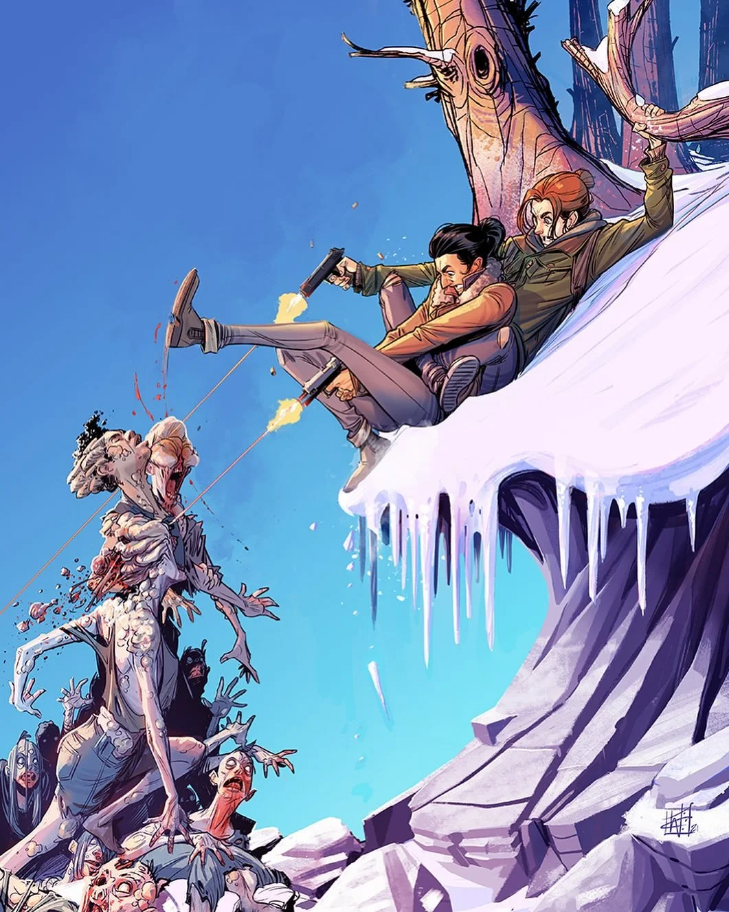 Ellie &amp; Dina. One of my all time favourite power couples just hangin&rsquo; in there. Merry Season 2 finale 🤘 
.
This is a re-upload but of a piece I never felt like I quite finished a few years ago I just had to kind of  stop working on it. I s